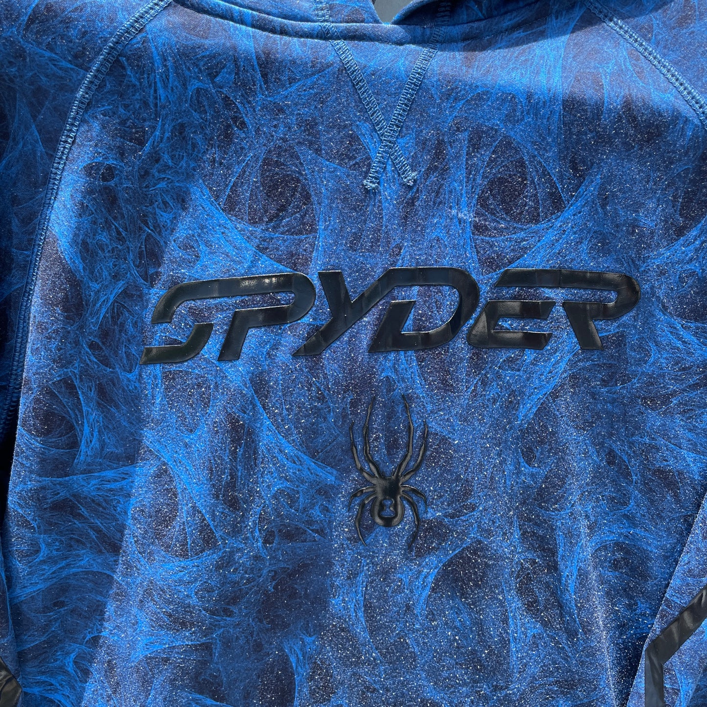 Blå Spyder Hoodie Med Grafisk Mønster