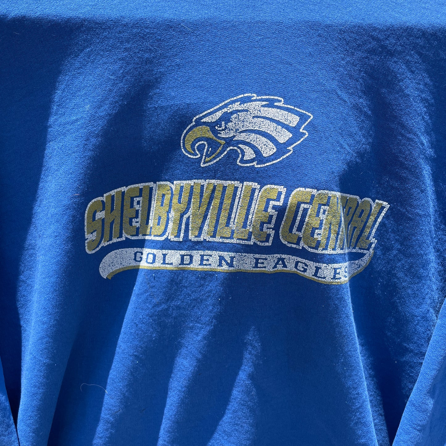 Blå Vintage Shelbyville Central Hoodie Med Collegeprint