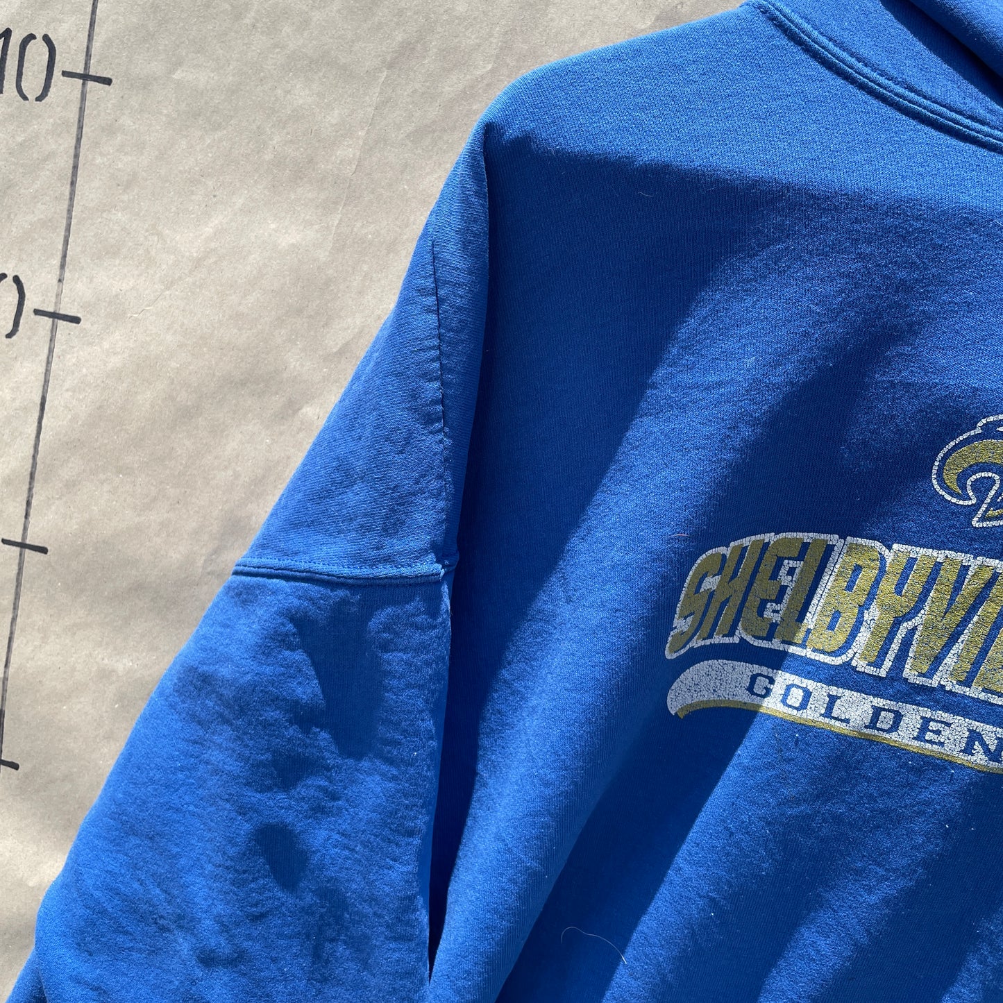 Blå Vintage Shelbyville Central Hoodie Med Collegeprint