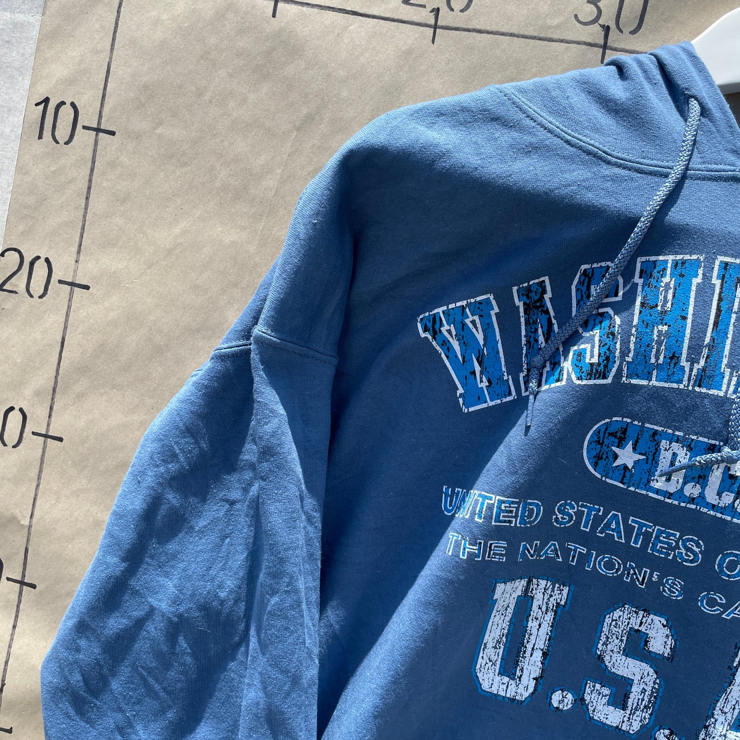 Blå Washington D.C. Vintage Hoodie Med USA Print