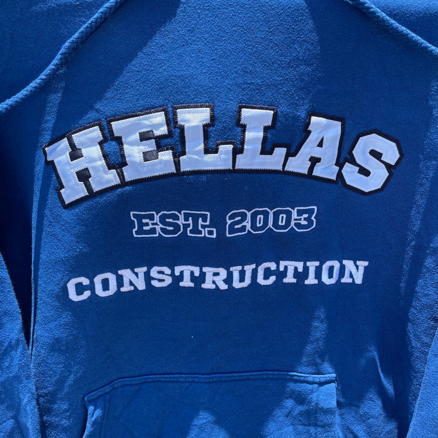 Blå Hellas Construction Hættetrøje Med Broderet Print