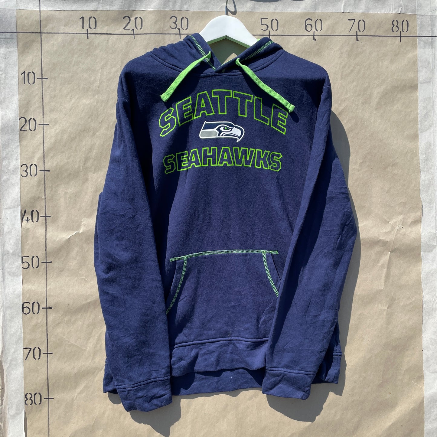 Blå Seattle Seahawks Hoodie Med Neon Detaljer