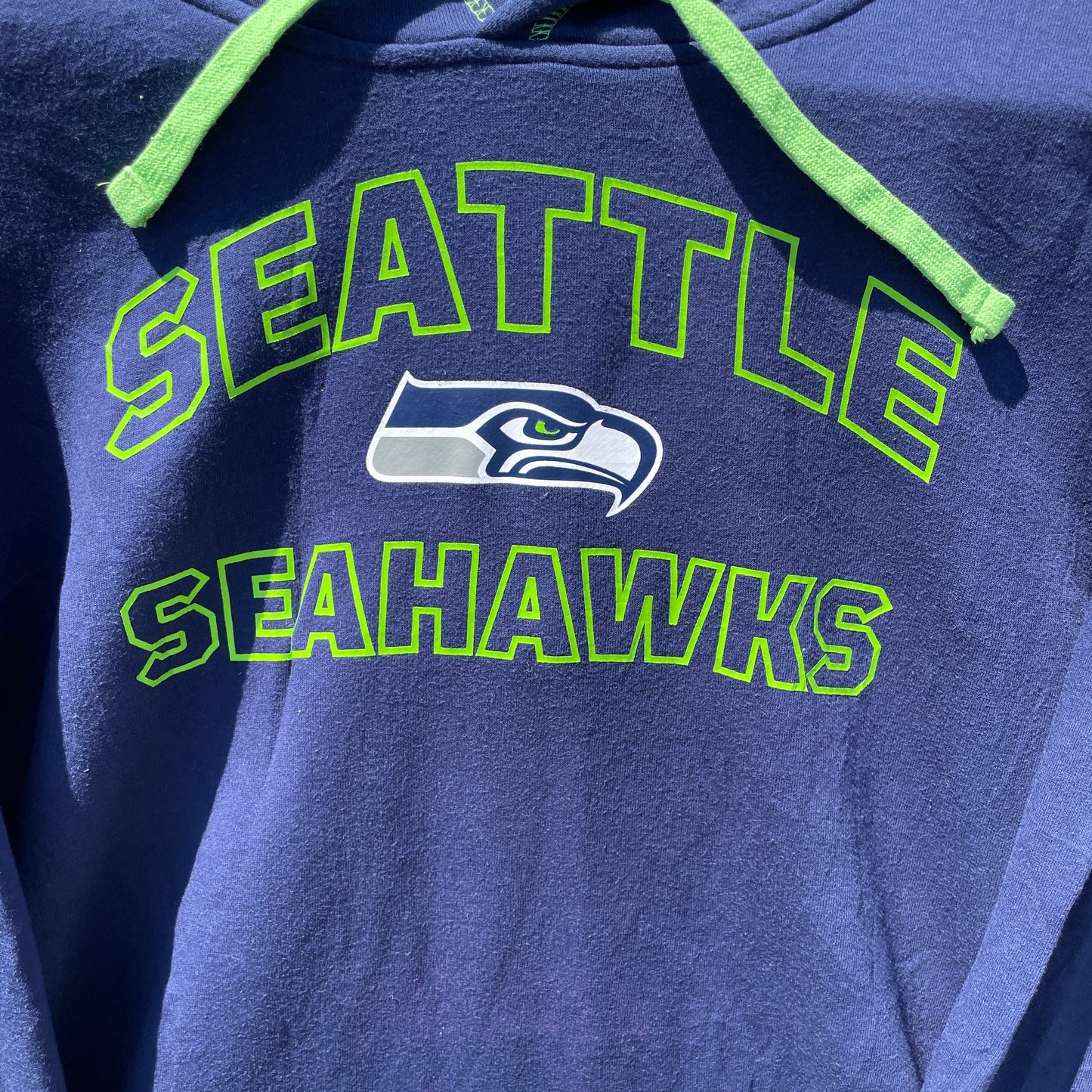 Blå Seattle Seahawks Hoodie Med Neon Detaljer