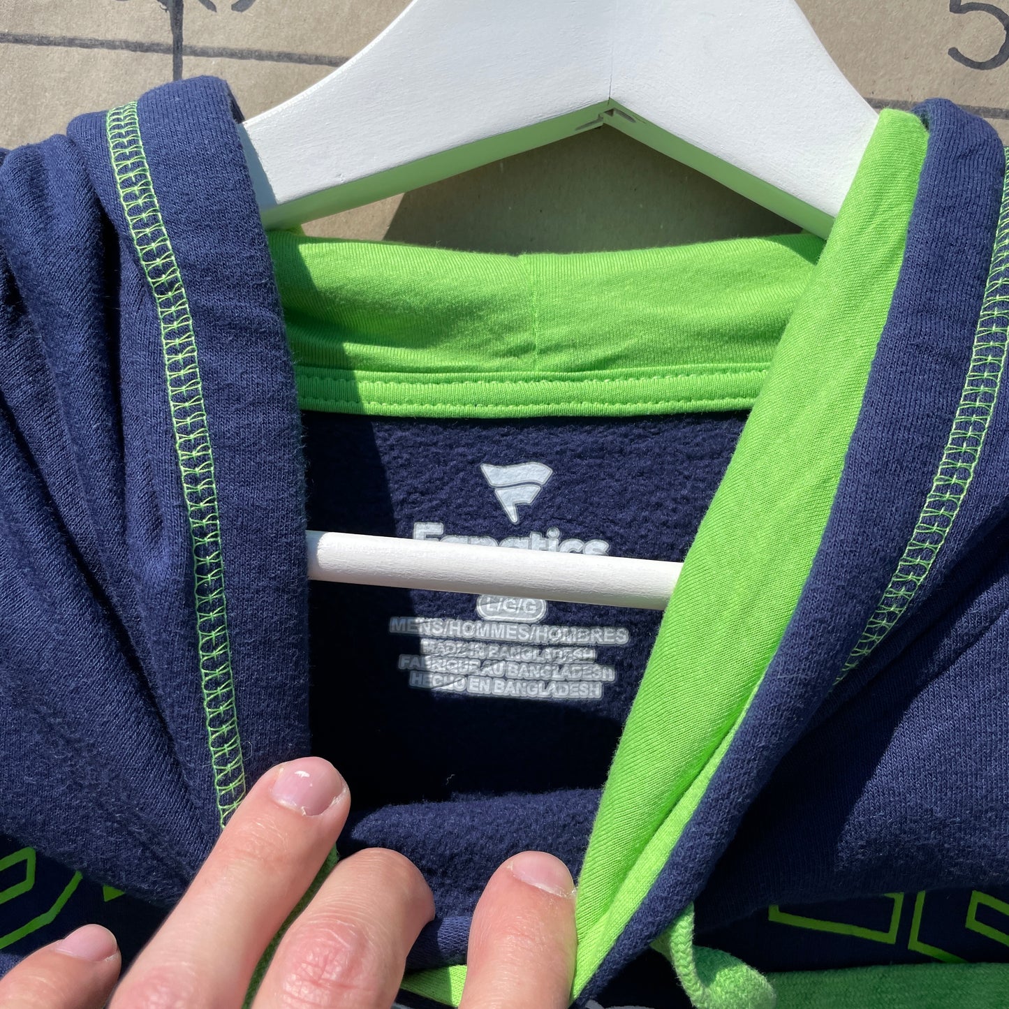 Blå Seattle Seahawks Hoodie Med Neon Detaljer