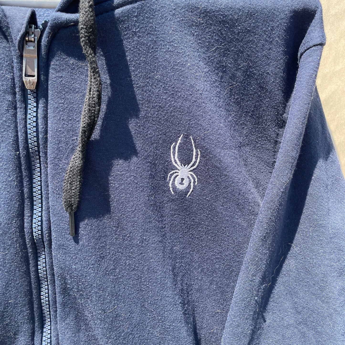 Mørkeblå Spyder Hoodie Med Lynlås Og Logo