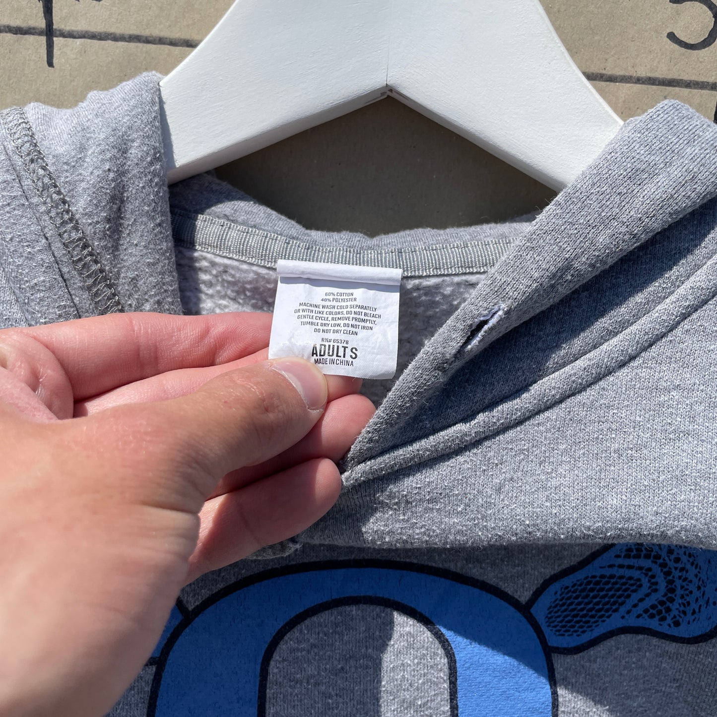 Grå Og Blå Vintage Lacrosse Hoodie Med Print