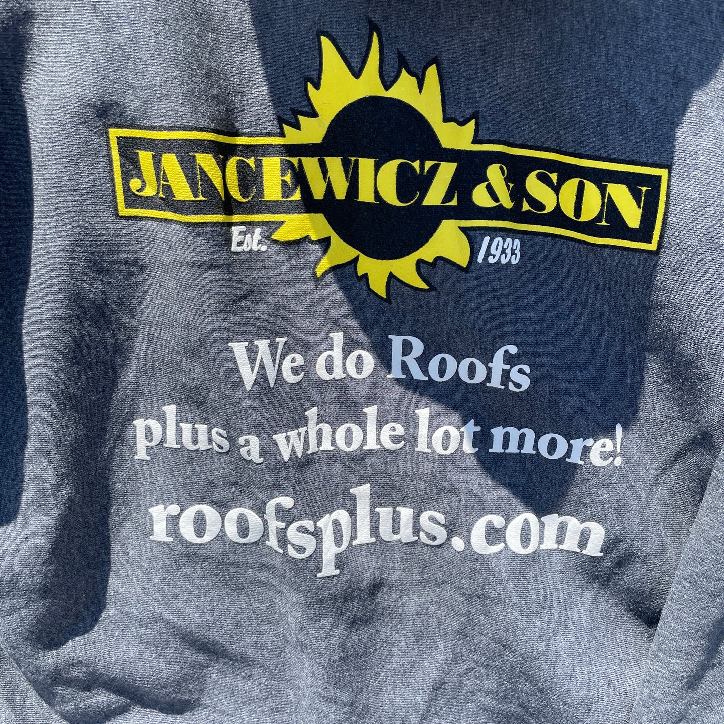 Mørkegrå Vintage Jancewicz & Son Hoodie Med Gul Print
