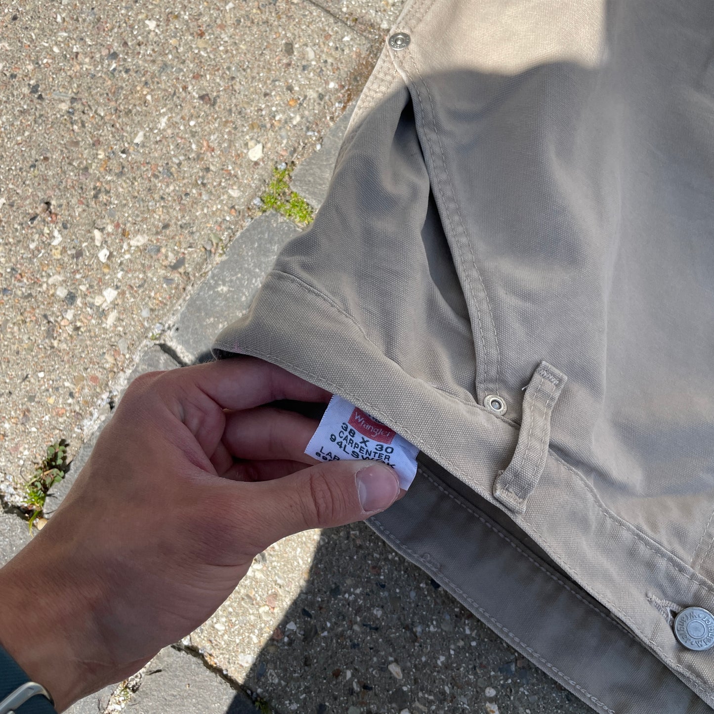 Beige Wrangler Carpenter Bukser I Klassisk Workwear-Stil
