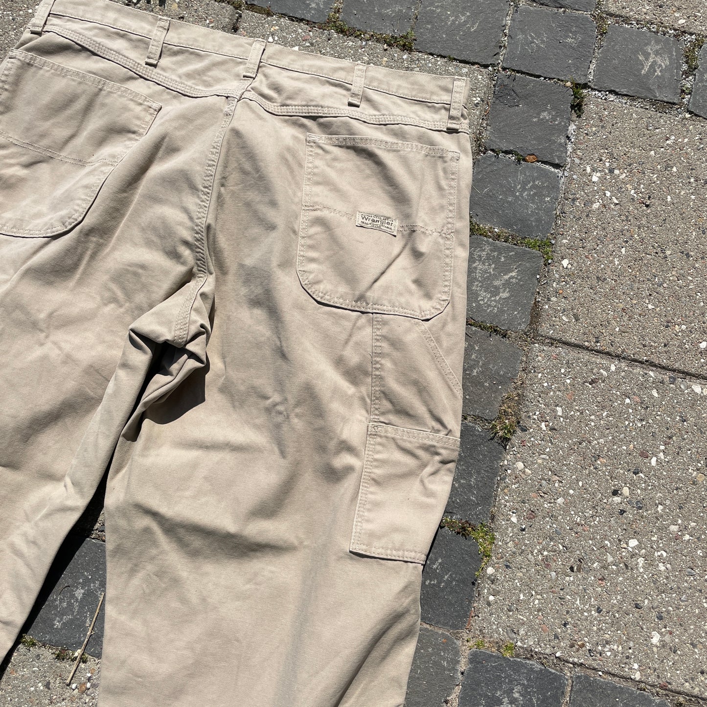 Beige Wrangler Carpenter Bukser I Klassisk Workwear-Stil