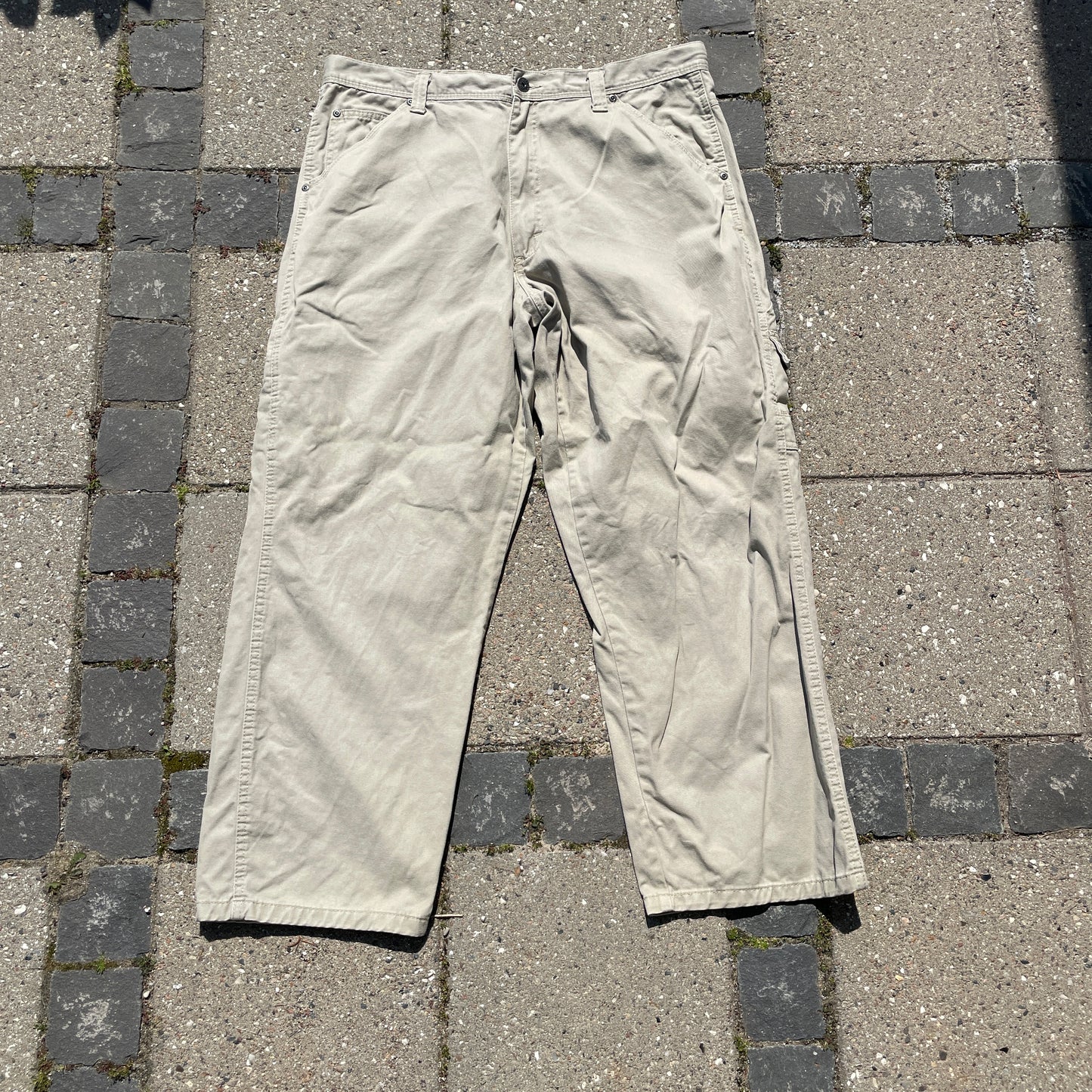 Beige Wrangler Vintage Cargo Bukser I Kraftigt Bomuld
