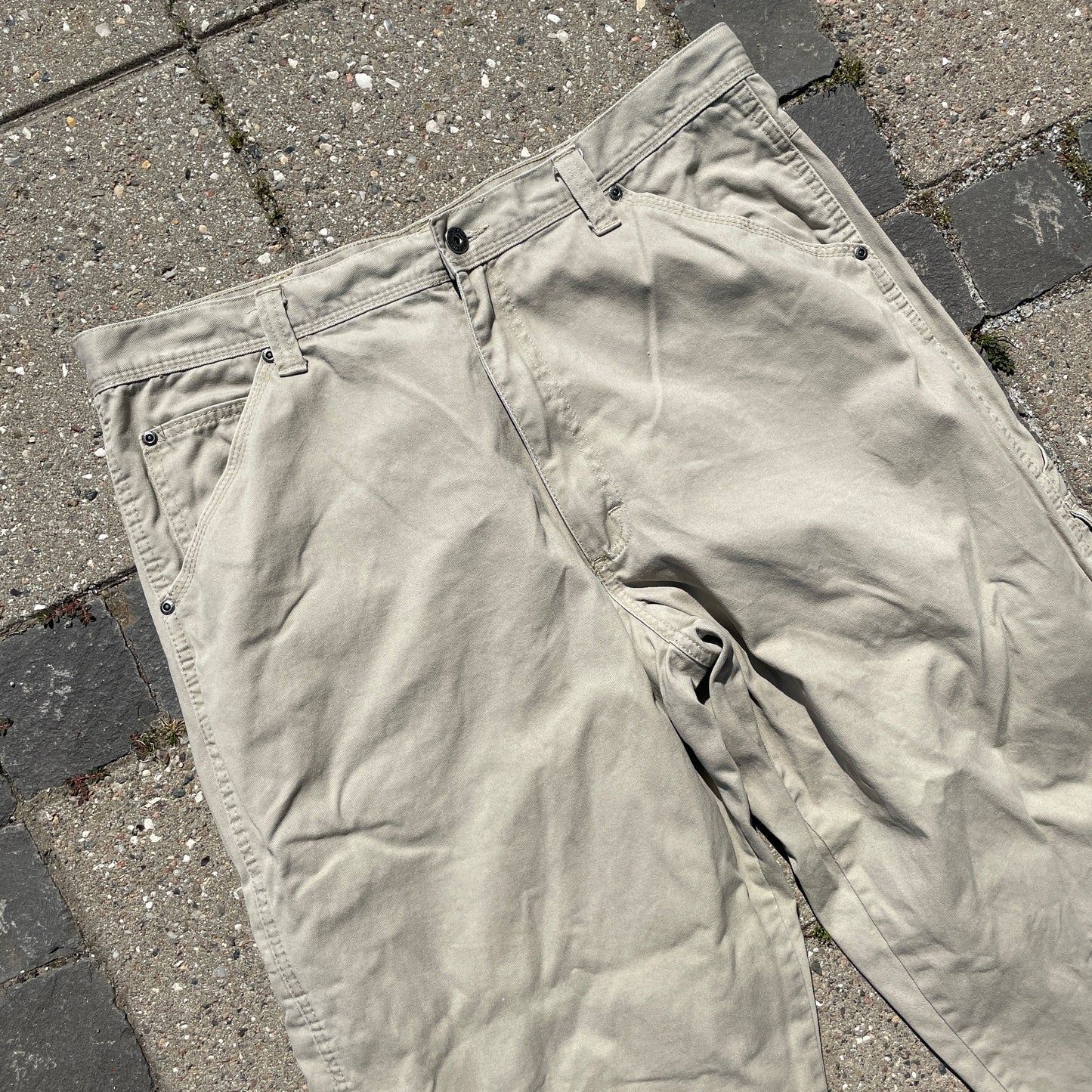 Beige Wrangler Vintage Cargo Bukser I Kraftigt Bomuld