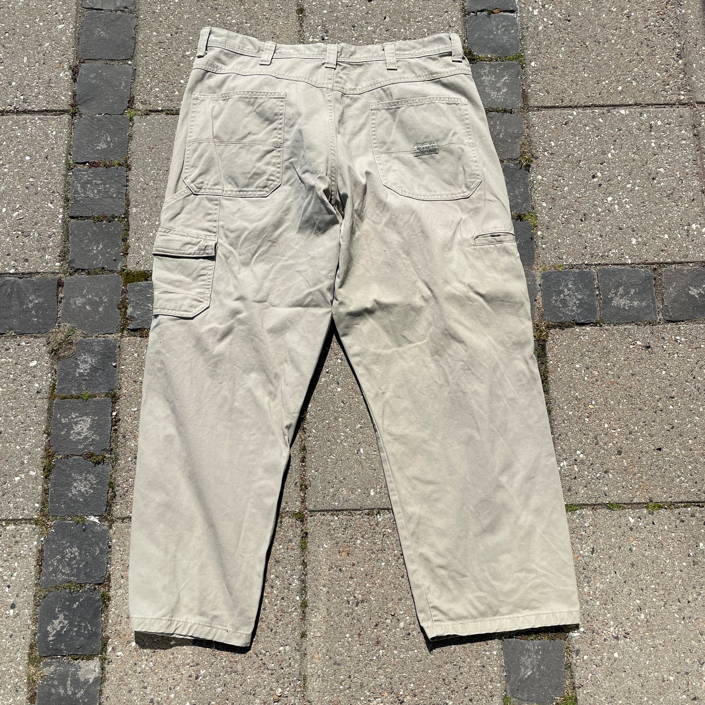 Beige Wrangler Vintage Cargo Bukser I Kraftigt Bomuld