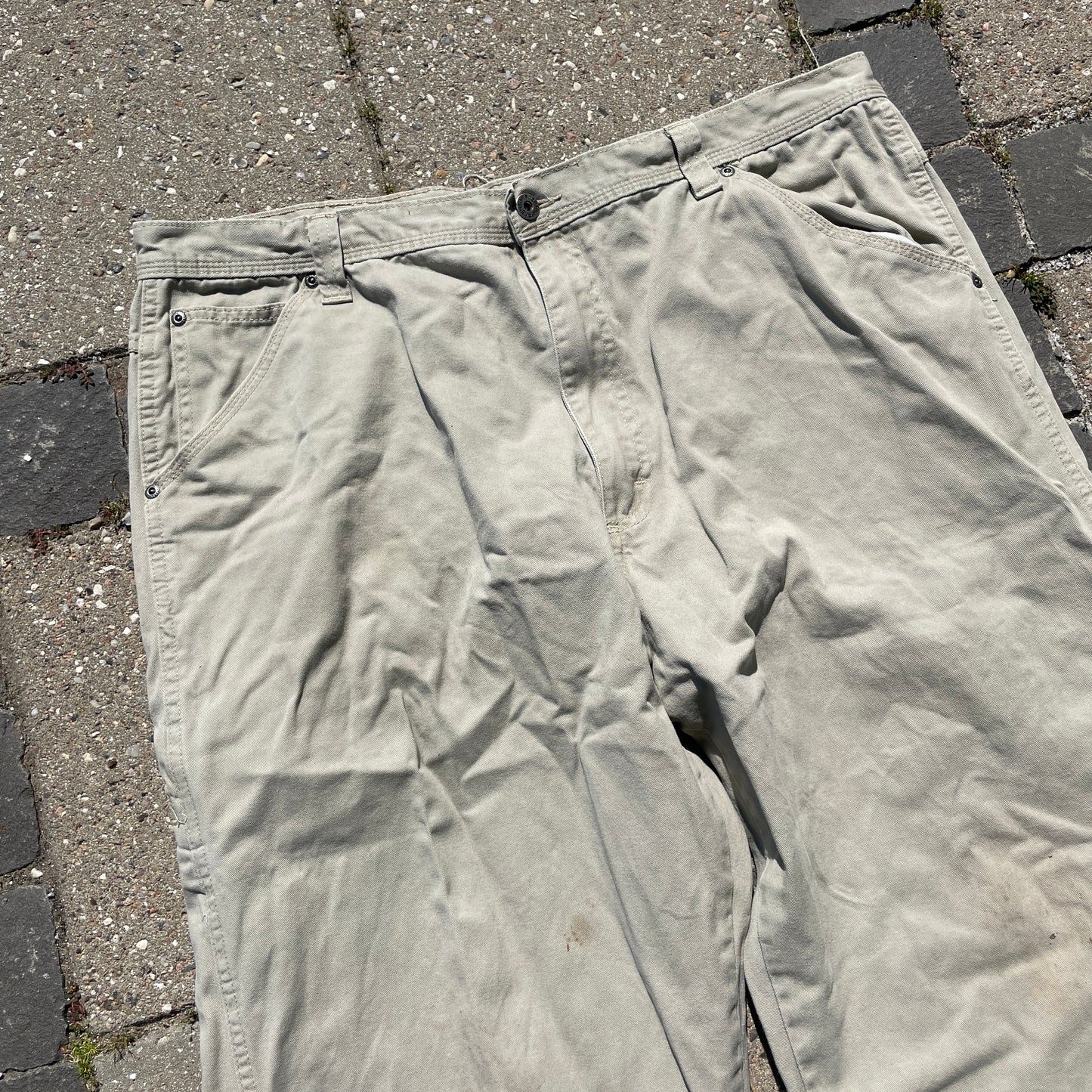 Beige Wrangler Workwear Bukser I Kraftig Bomuld