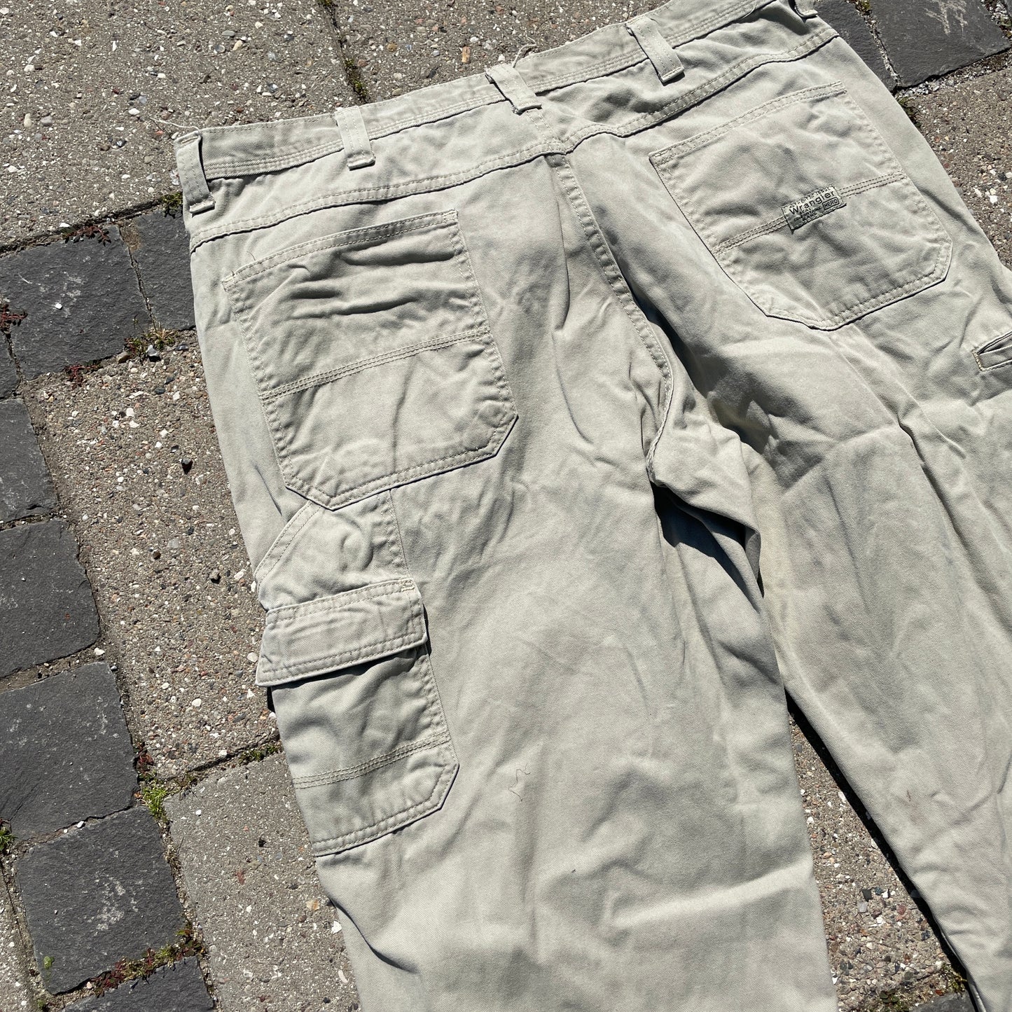 Beige Wrangler Workwear Bukser I Kraftig Bomuld