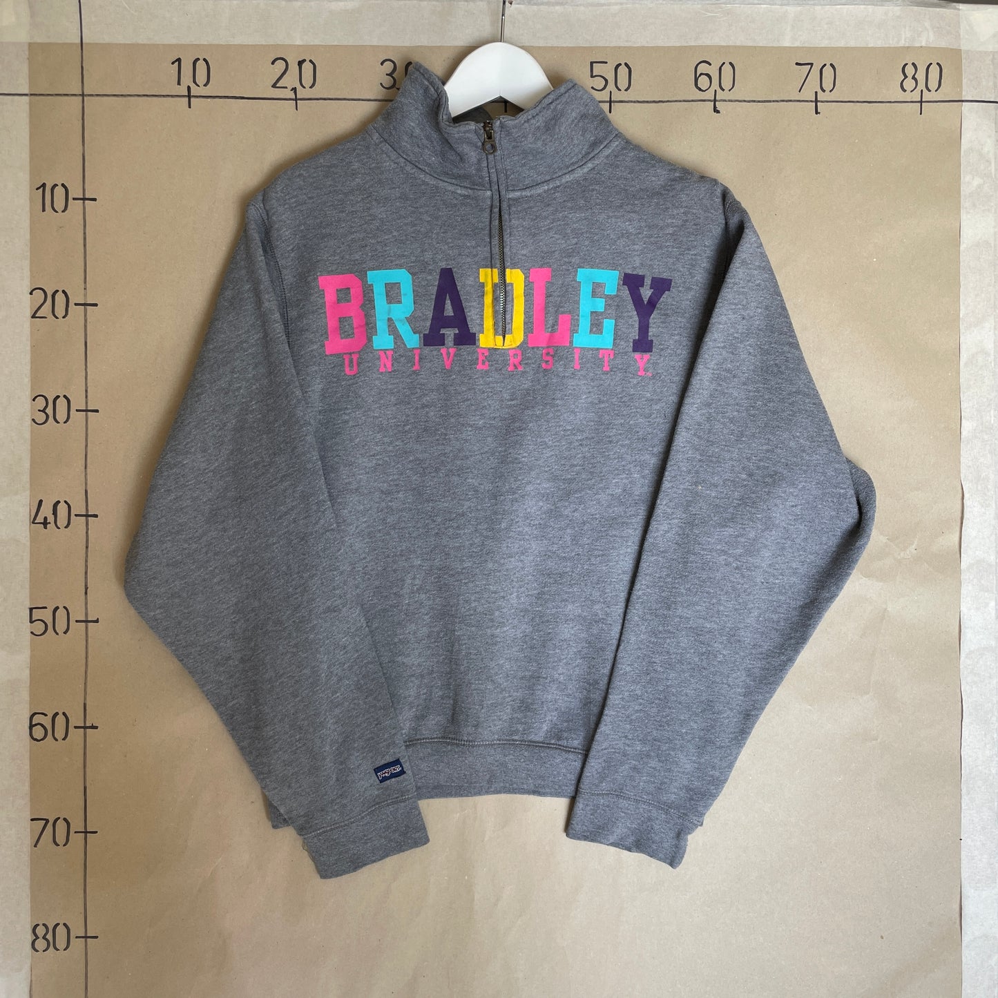Grå Vintage Jansport Bradley University Half-Zip Sweatshirt