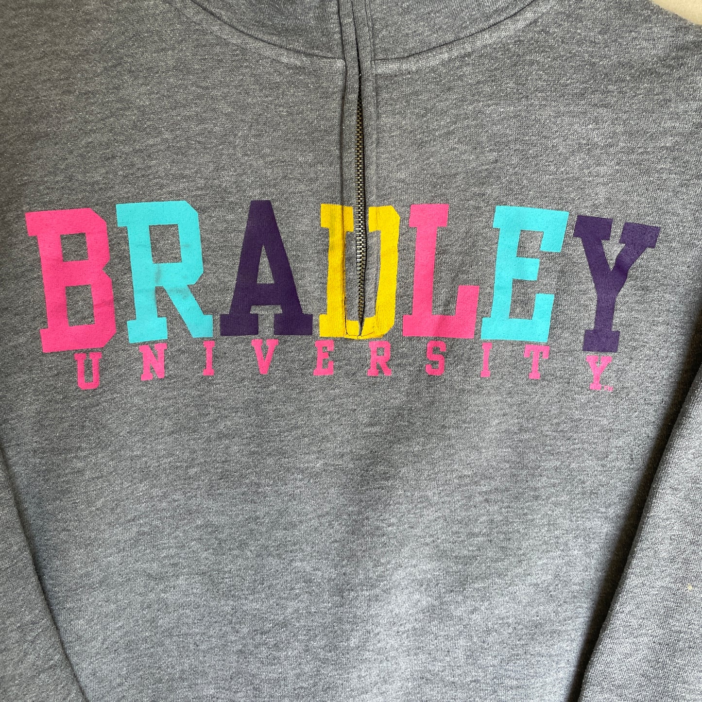 Grå Vintage Jansport Bradley University Half-Zip Sweatshirt