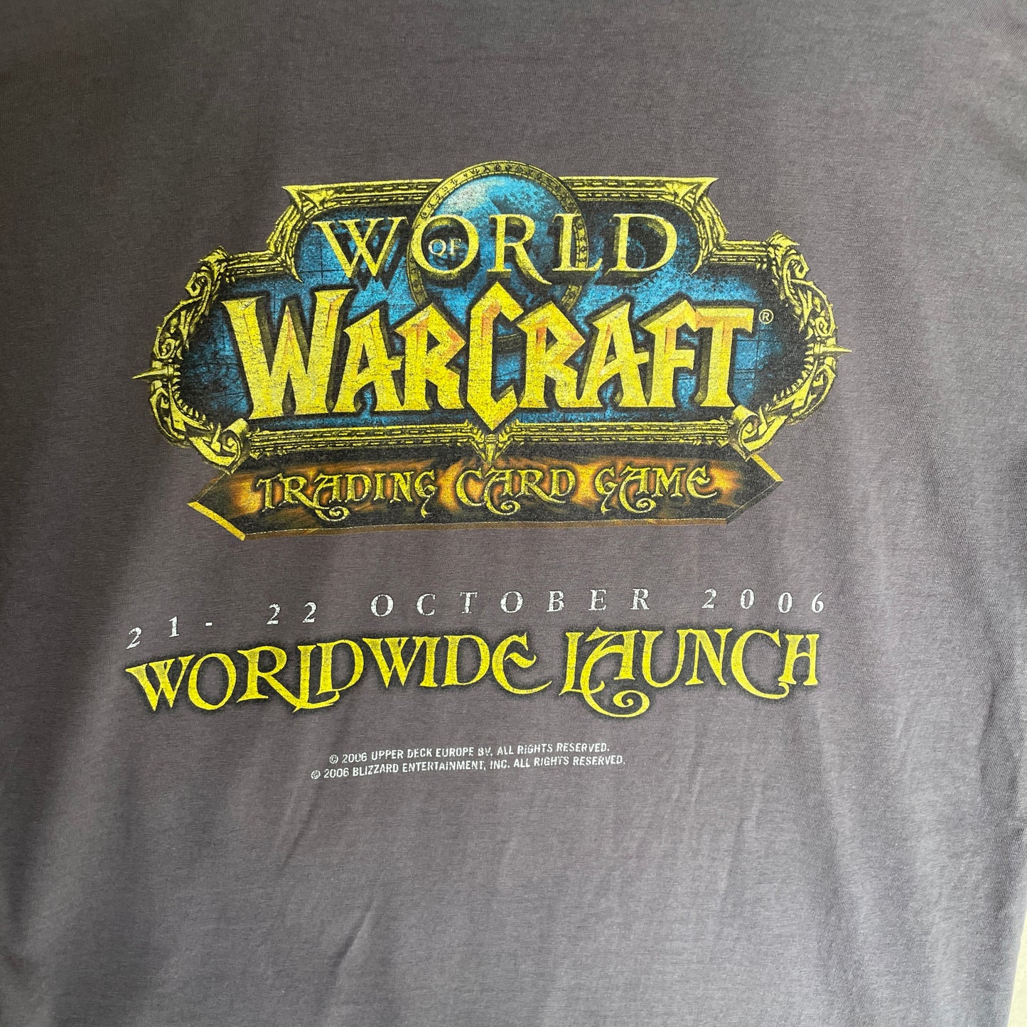 Grå Vintage World Of Warcraft Trading Card Game 2006 Launch T-Shirt
