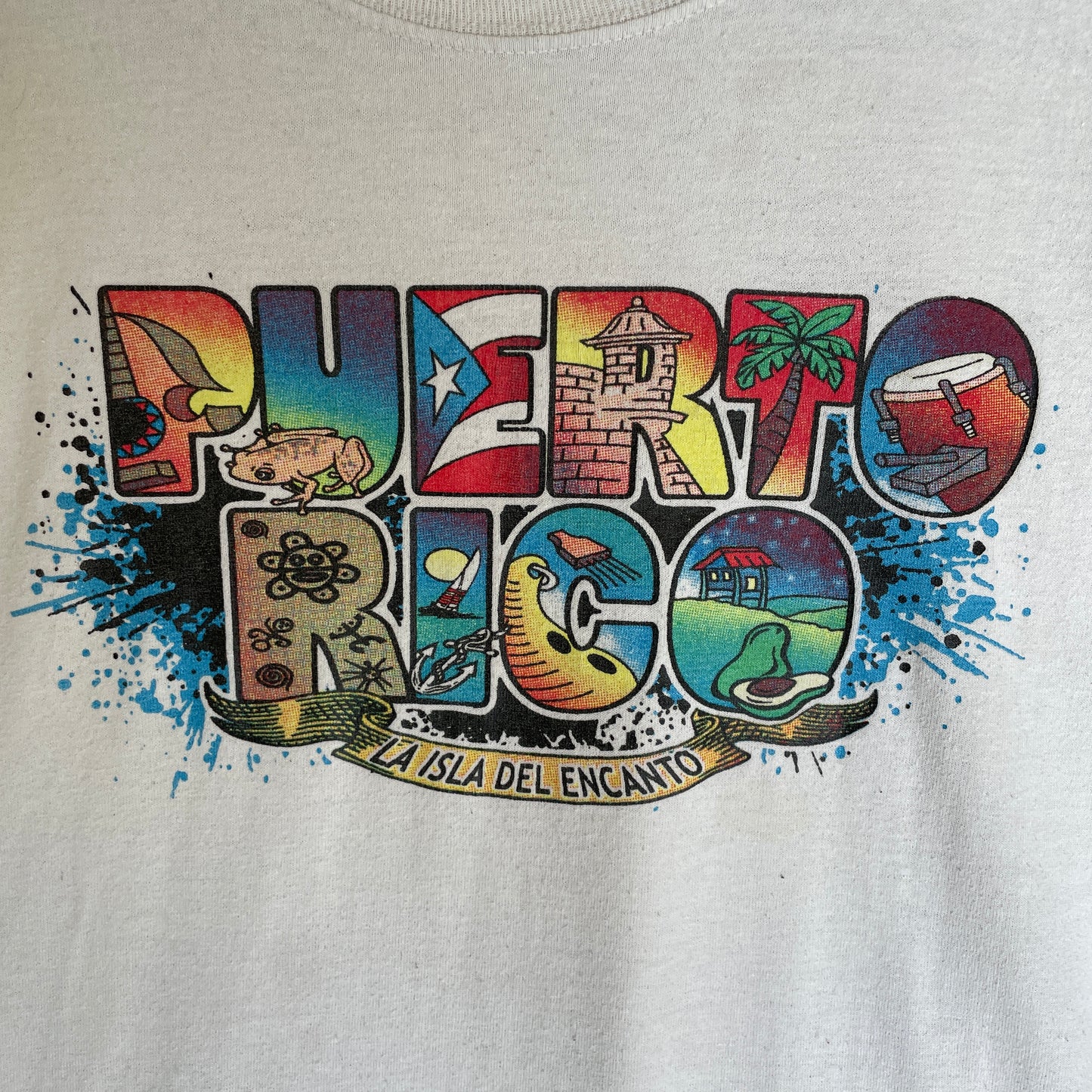 Hvid Vintage Puerto Rico Graphic T-Shirt