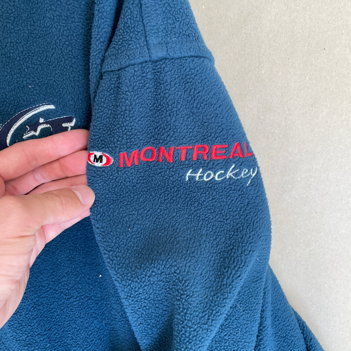 Blå Vintage Montreal Hockey Fleece Med Lynlås
