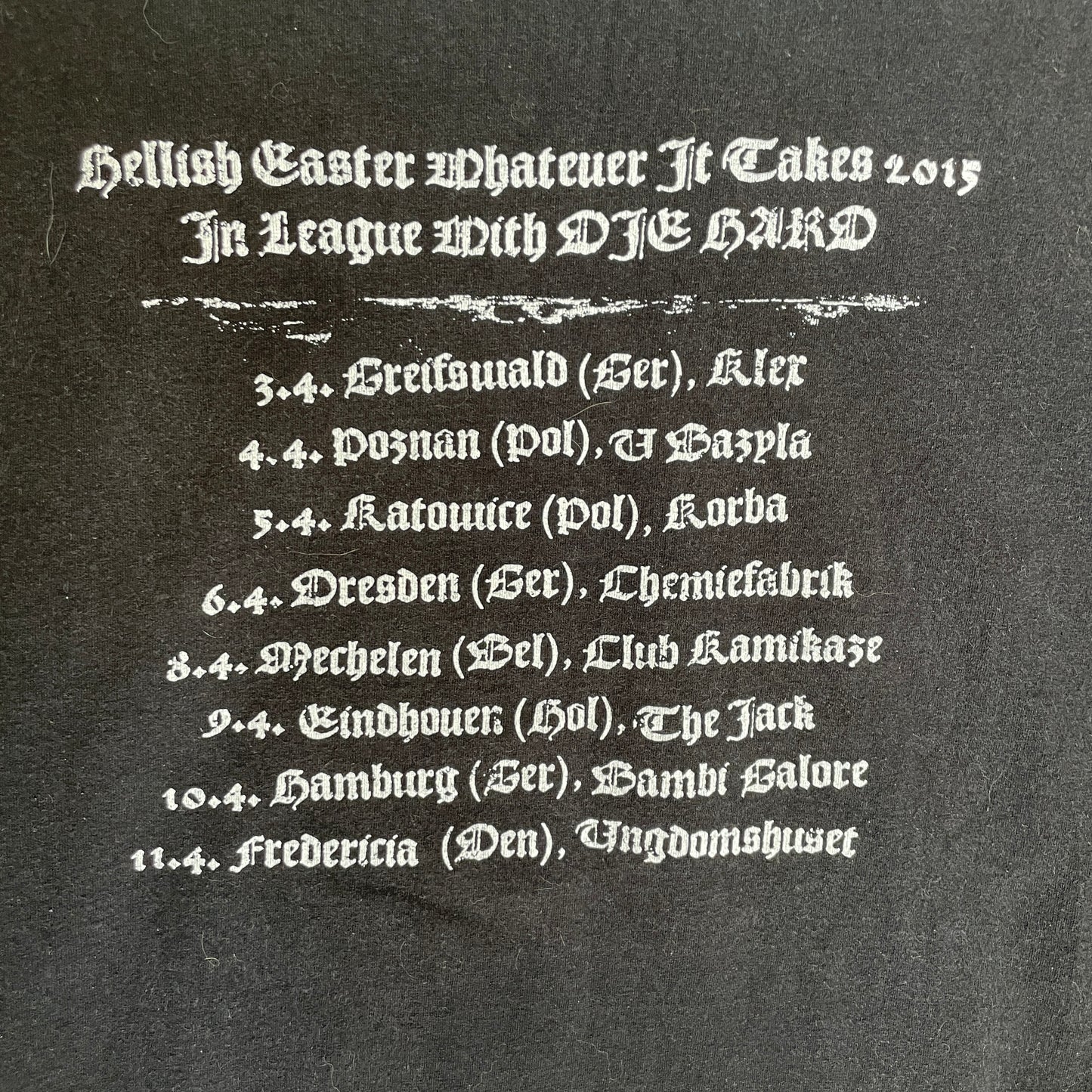 Sort Axegressor Tour T-Shirt Med Hvidt Tryk – 2015 Hellish Easter Tour Edition