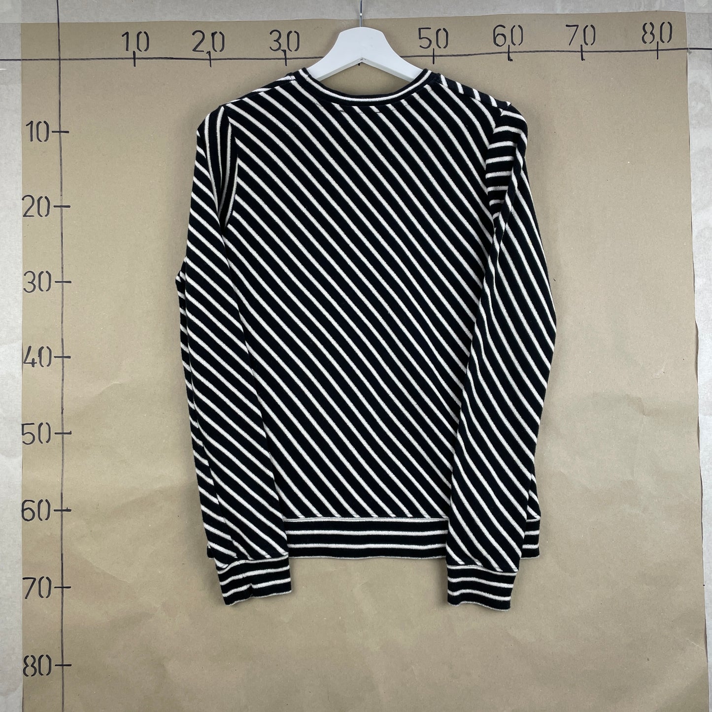 Sort Og Hvidstribet Mads Nørgaard Diagonal Langærmet Trøje I Økologisk Bomuld