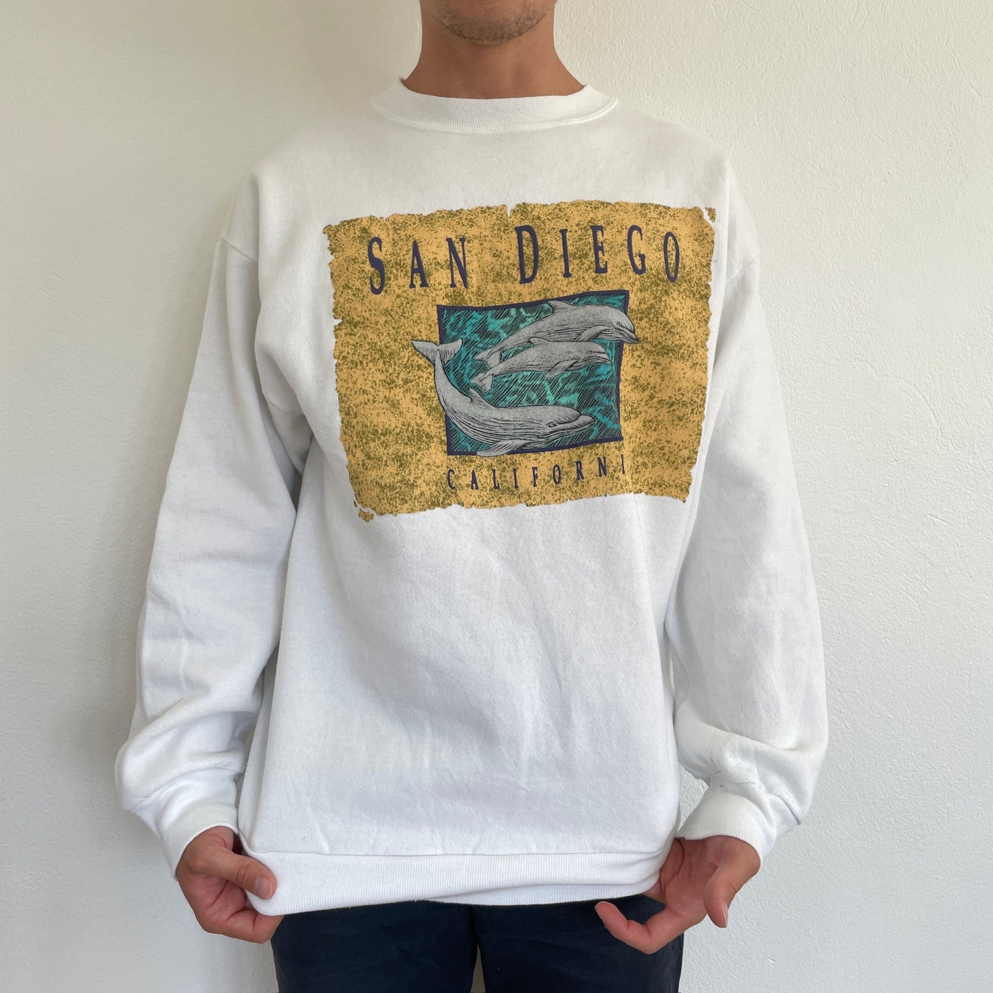 Hvid Vintage "San Diego California" Sweatshirt