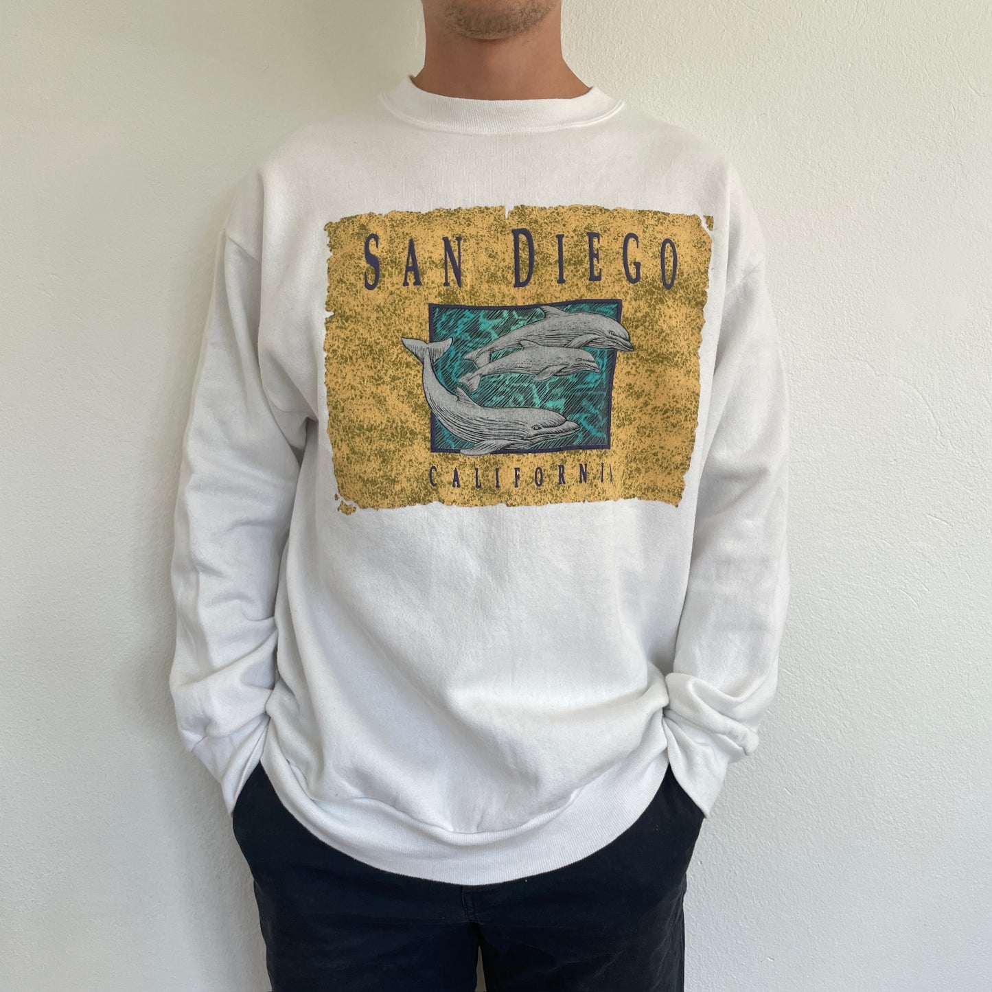 Hvid Vintage "San Diego California" Sweatshirt