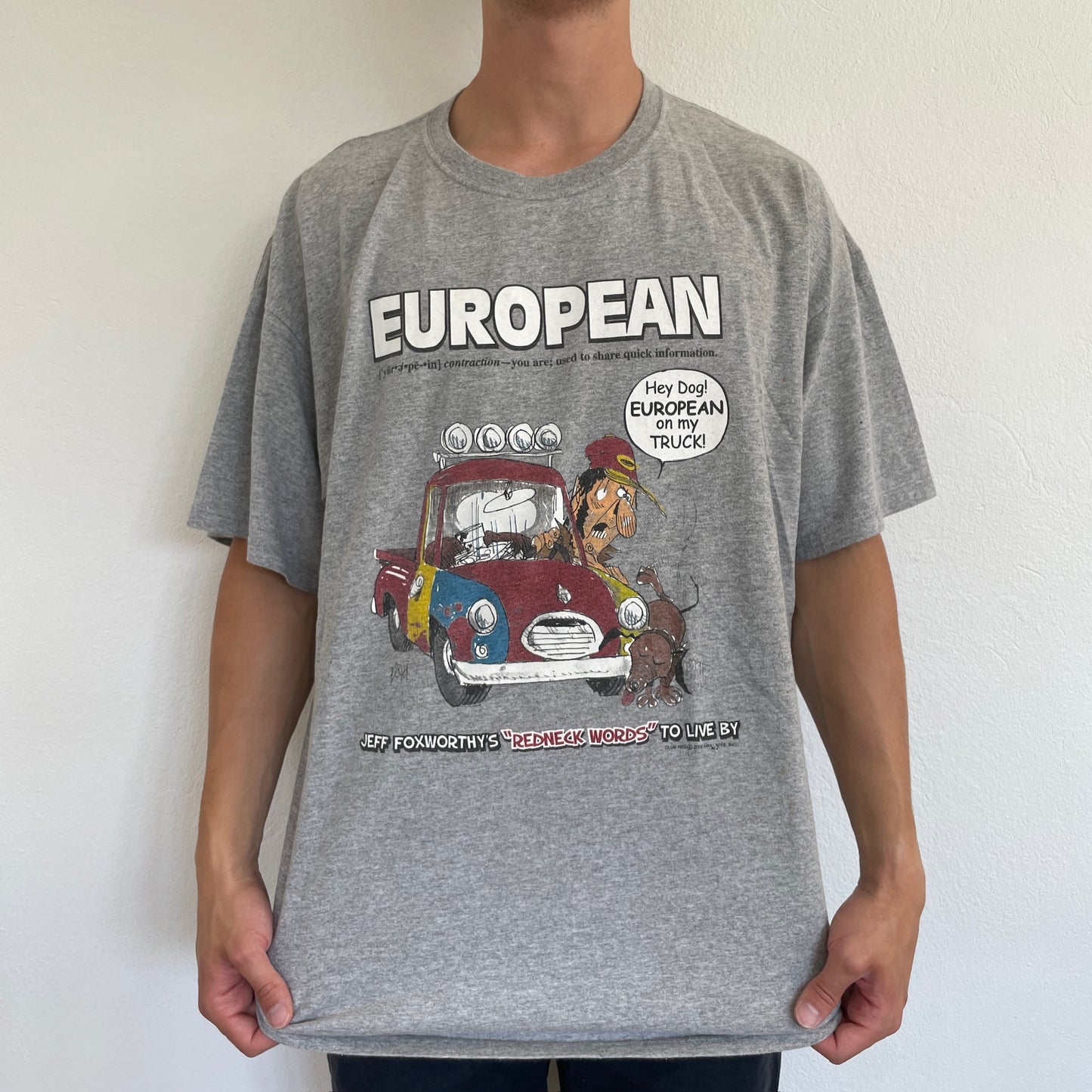 Grå Vintage "Joke/Tegneserie" T-Shirt