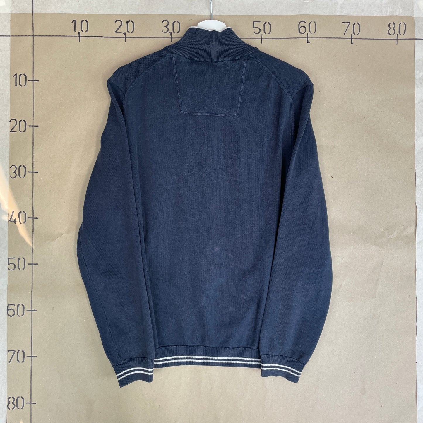 Marineblå Hugo Boss Zip Sweatshirt Med Albuepatches