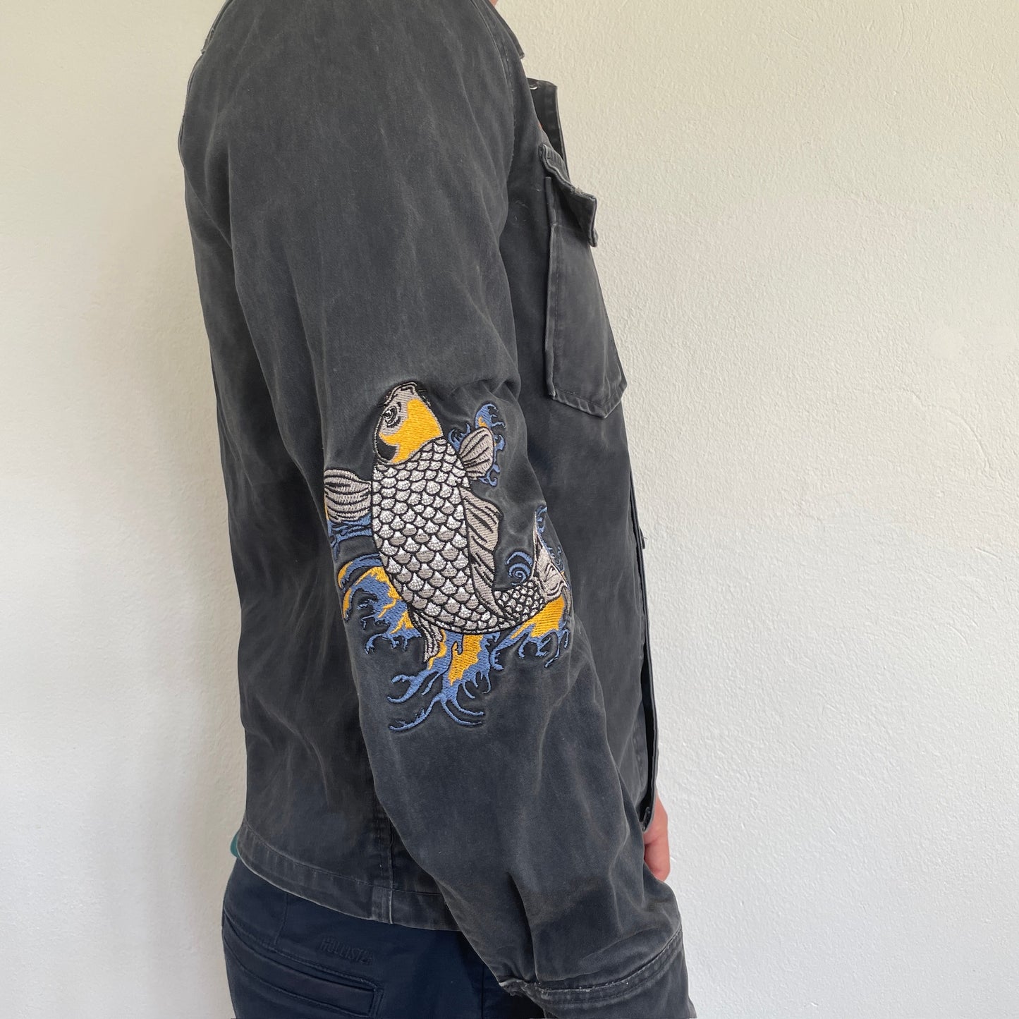 Blå "Asiatisk Inspireret" Vintage Zara Denimjakke