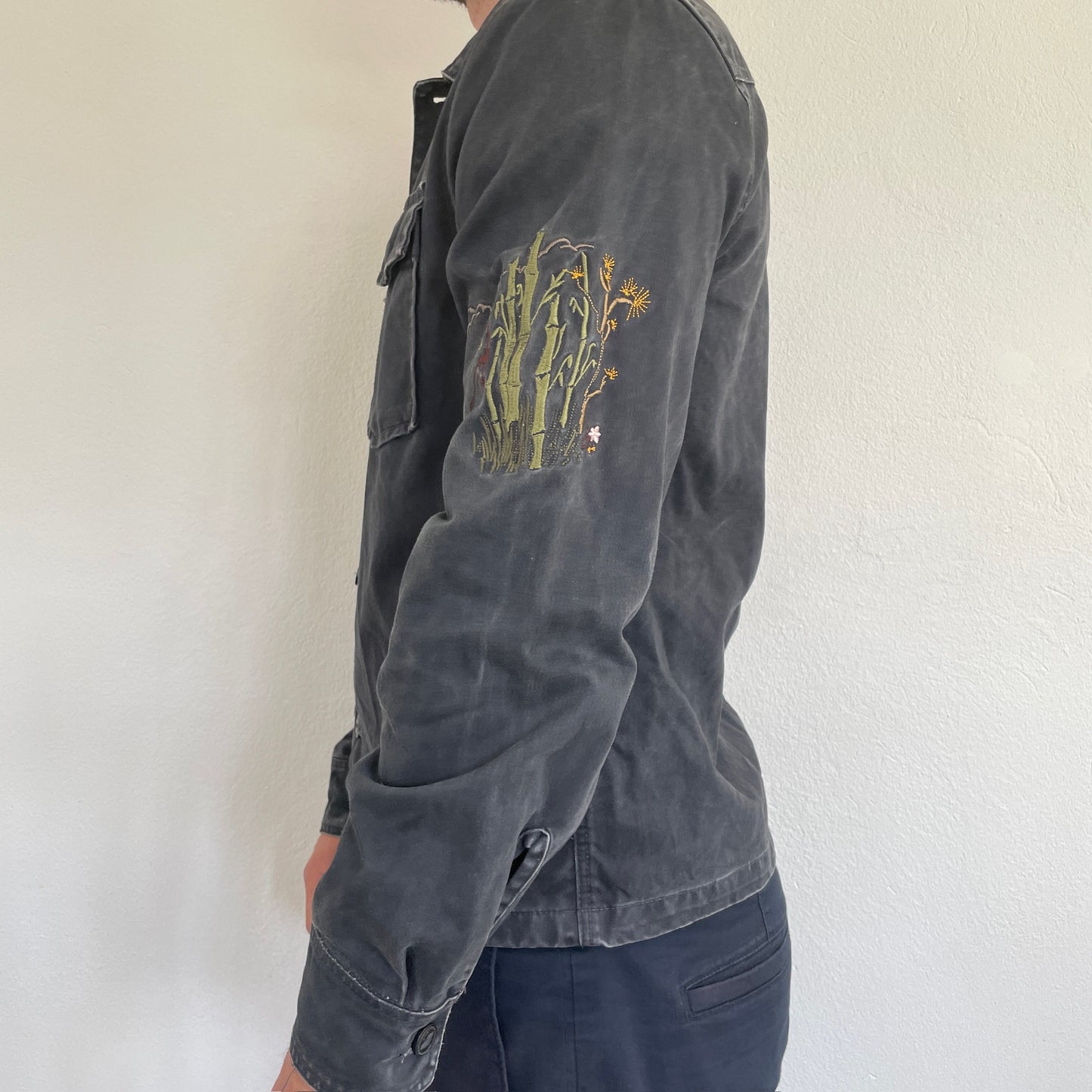 Blå "Asiatisk Inspireret" Vintage Zara Denimjakke