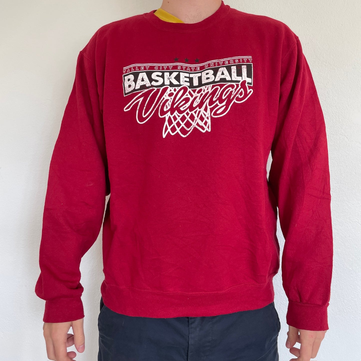 Bordeaux Rød Vintage "Basketball Vikings" Sweatshirt
