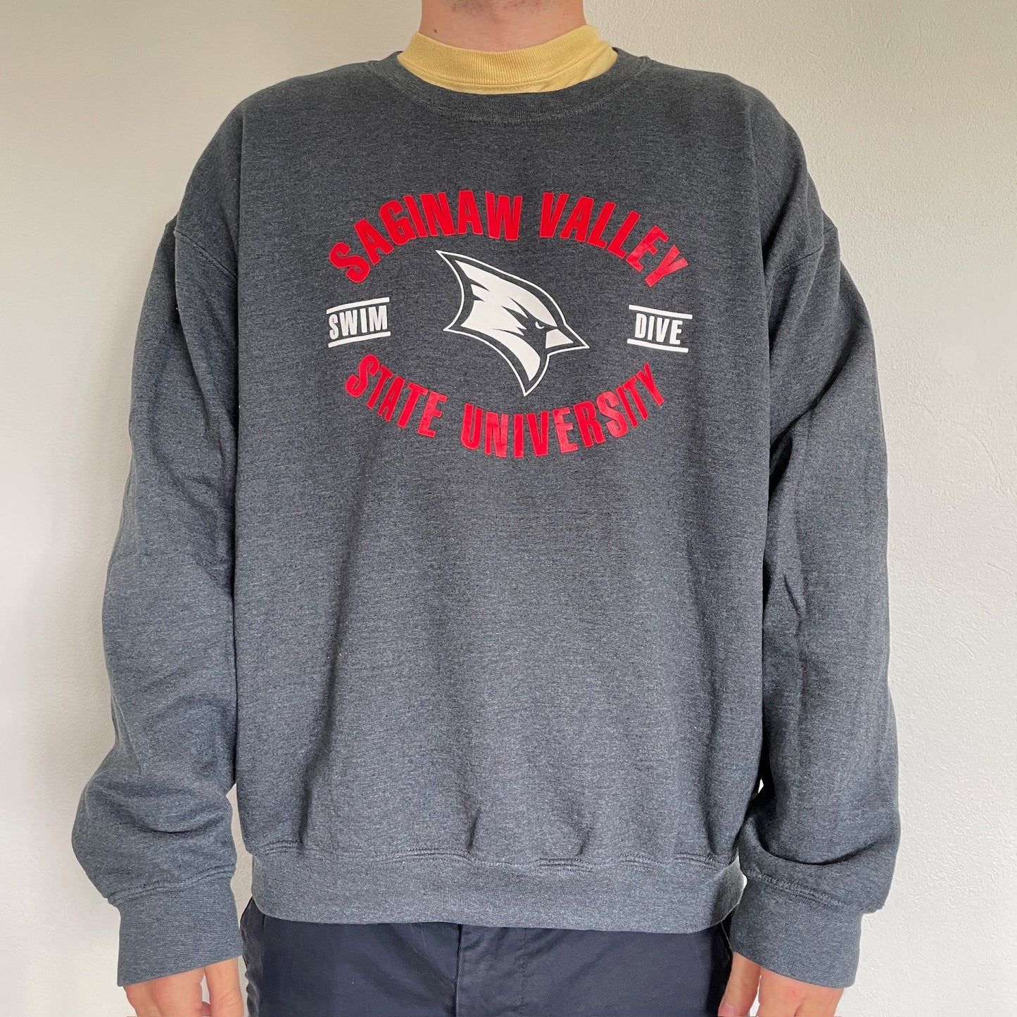 Grå Vintage "Saginaw Valley University" Sweatshirt