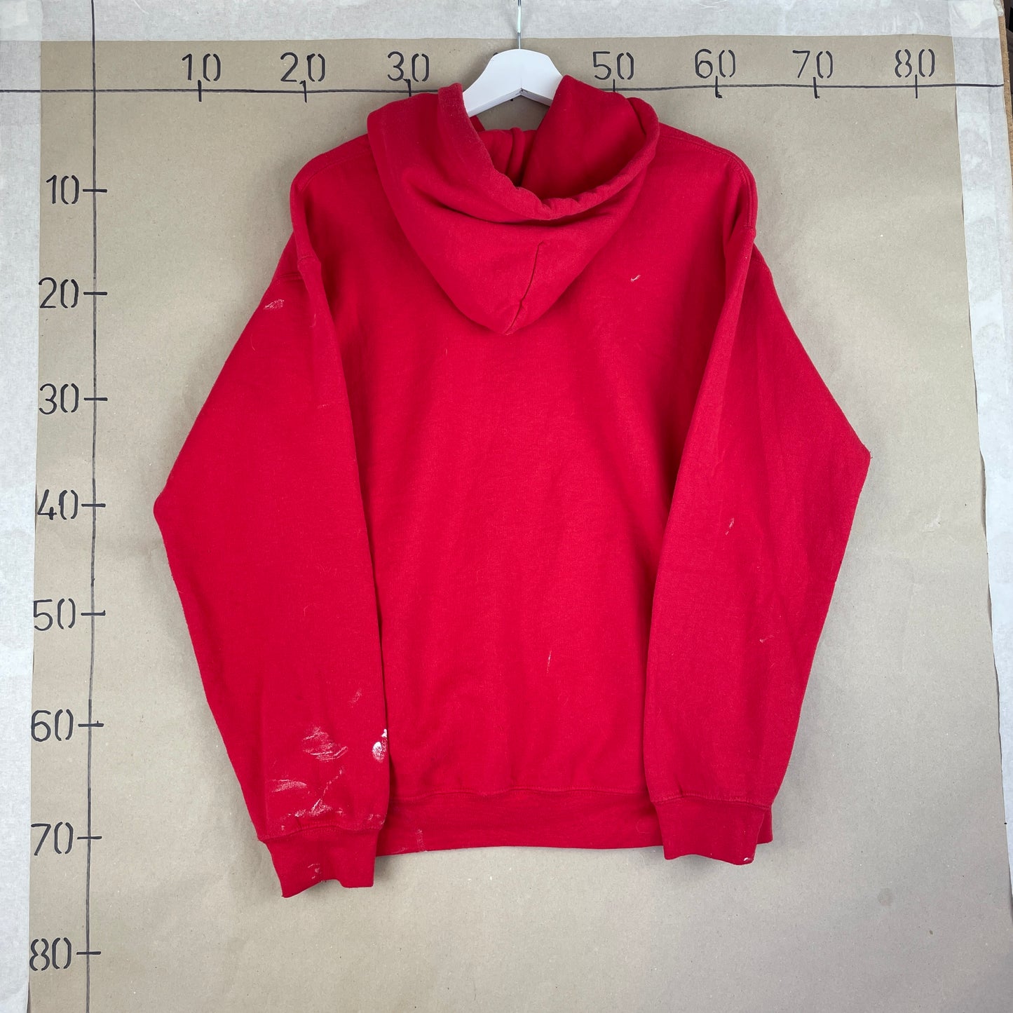 Rød Vintage Patriots Hoodie Med Stort Frontprint Og Kængurulomme