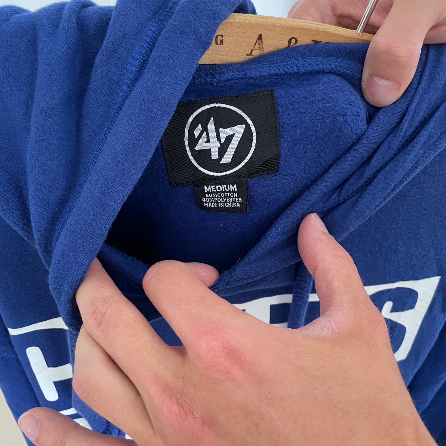 Mørkeblå Vintage "Football" Hoodie