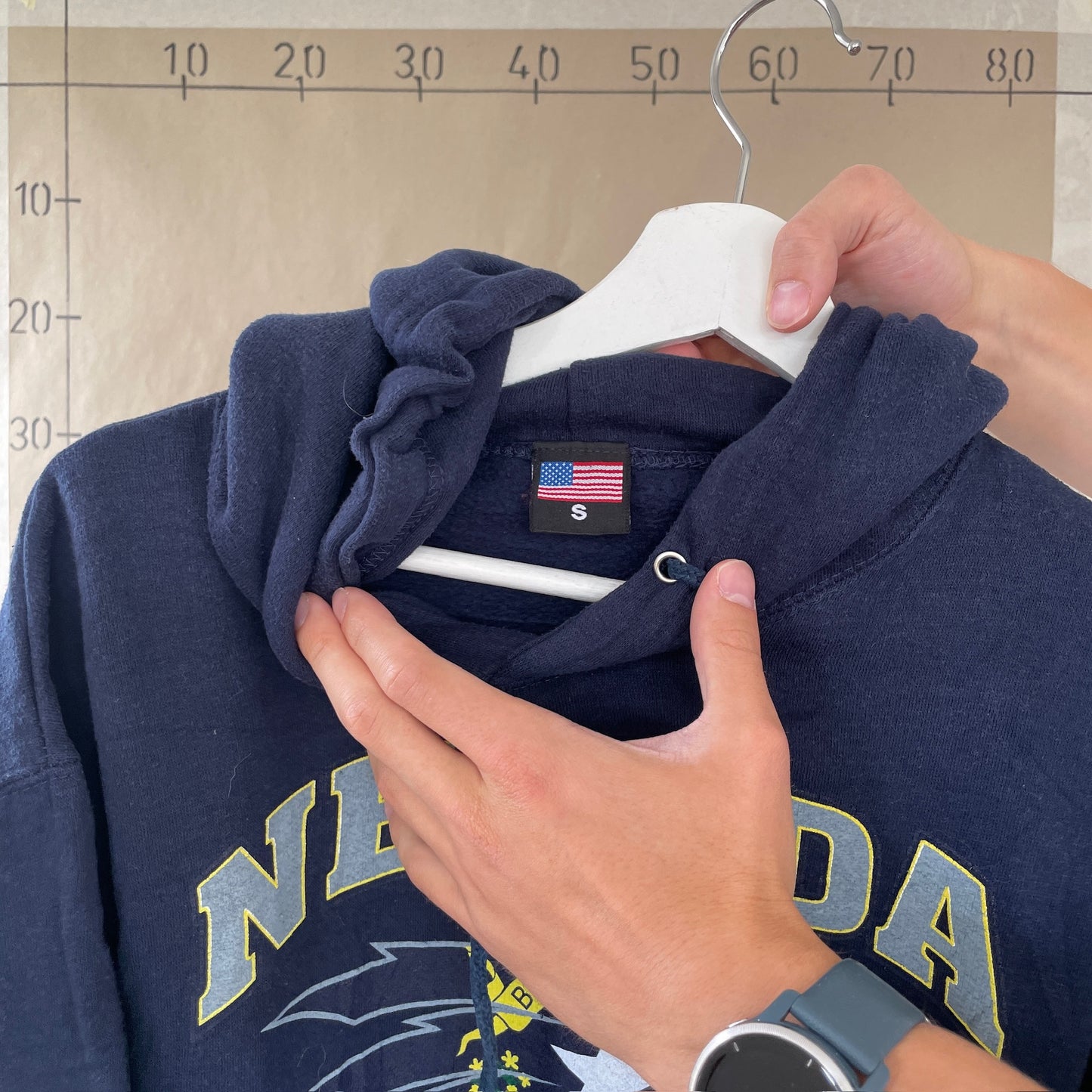 Blå Vintage "Nevada" Hoodie