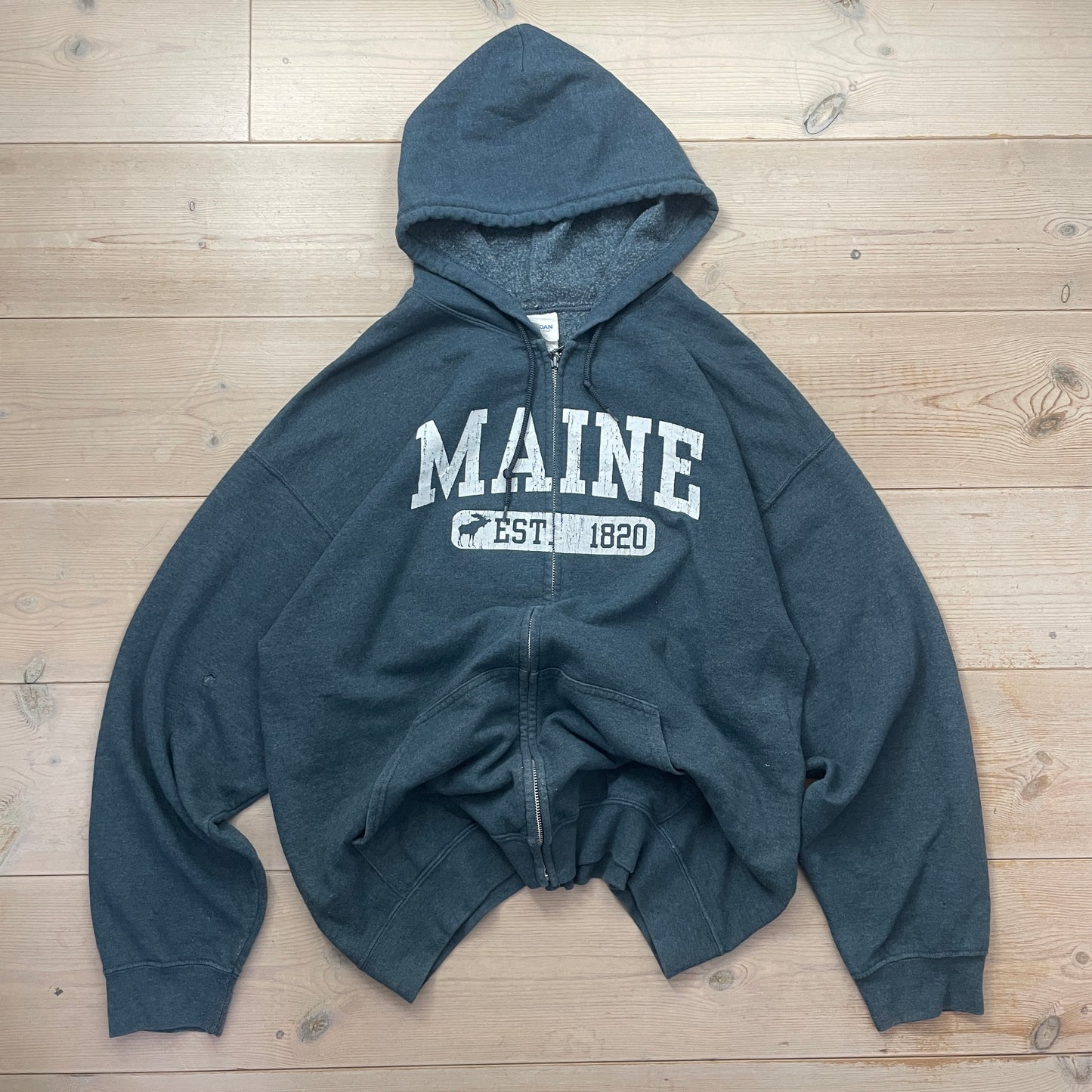 Blå Vintage Zip Maine Hoodie