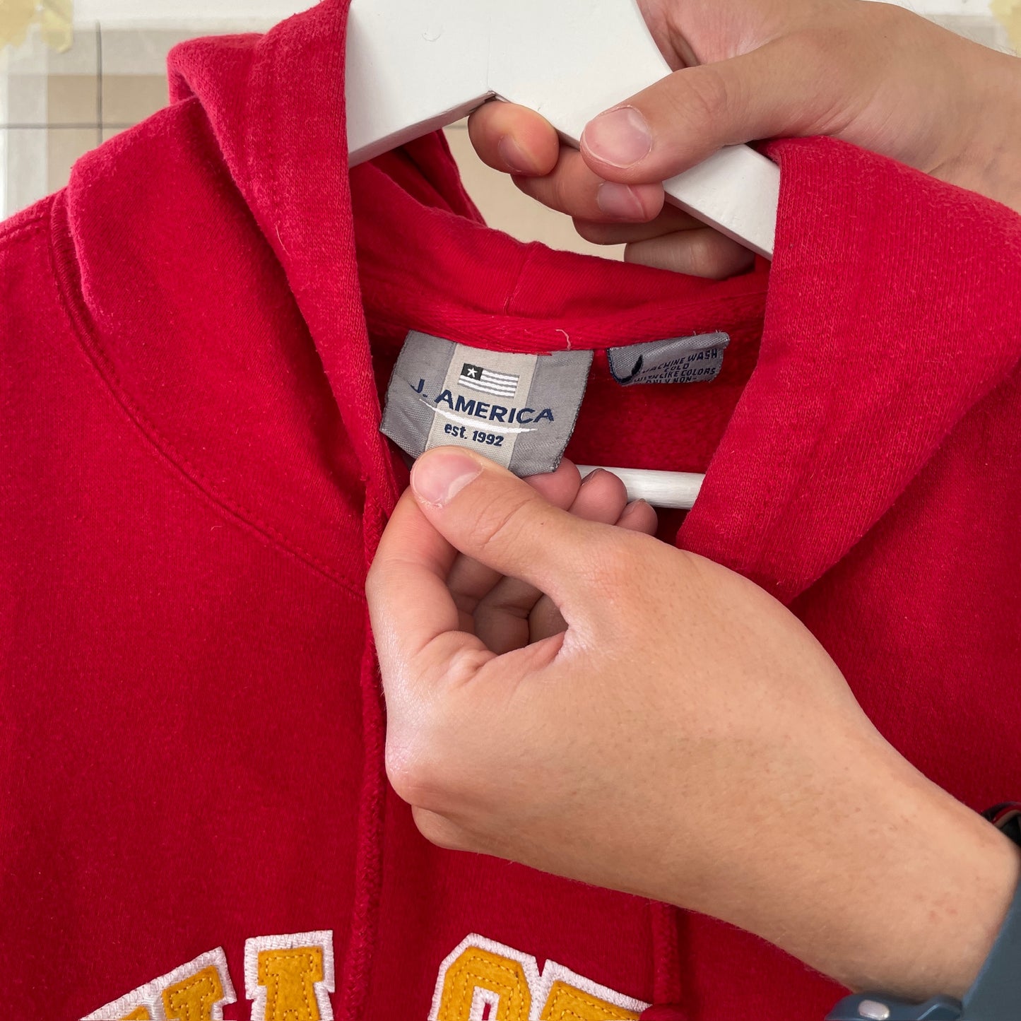 Mørkerød Vintage "College" Hoodie