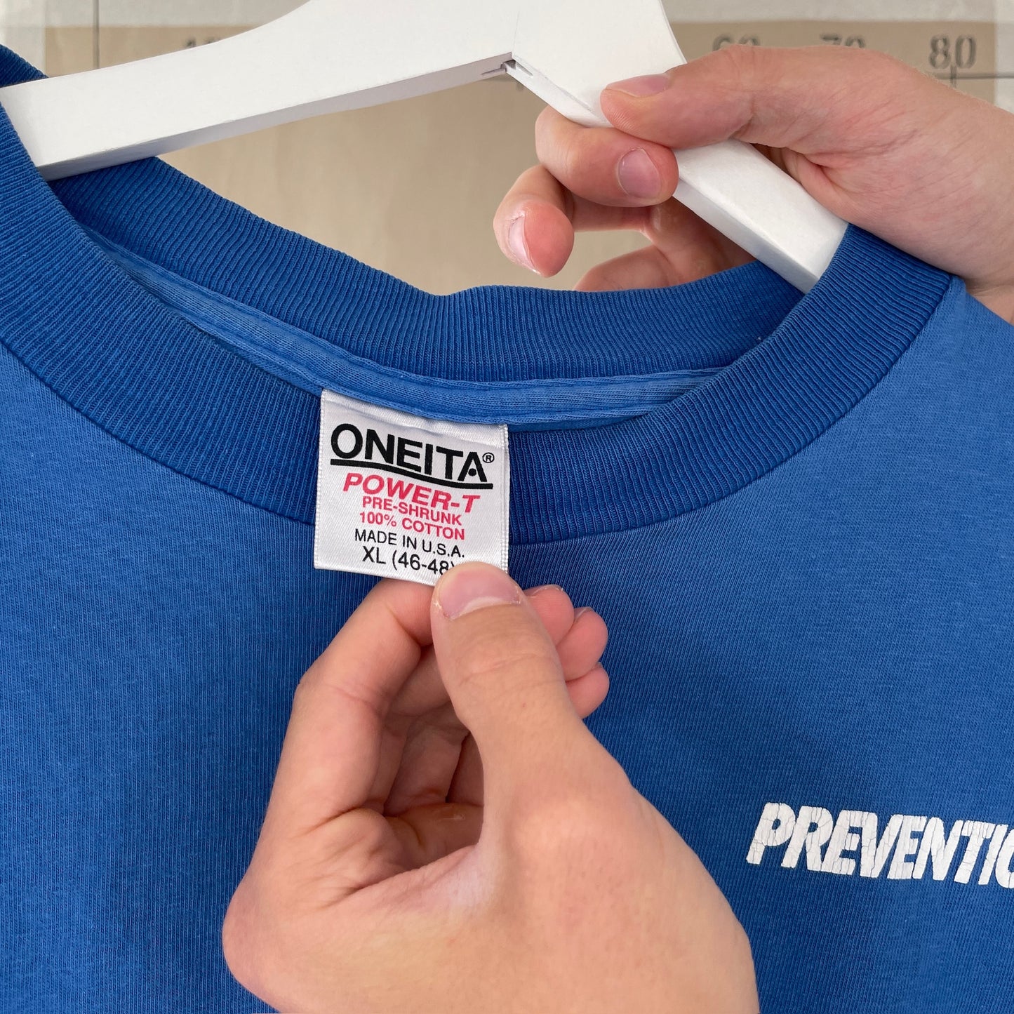 Blå Vintage "Prevention" T-Shirt