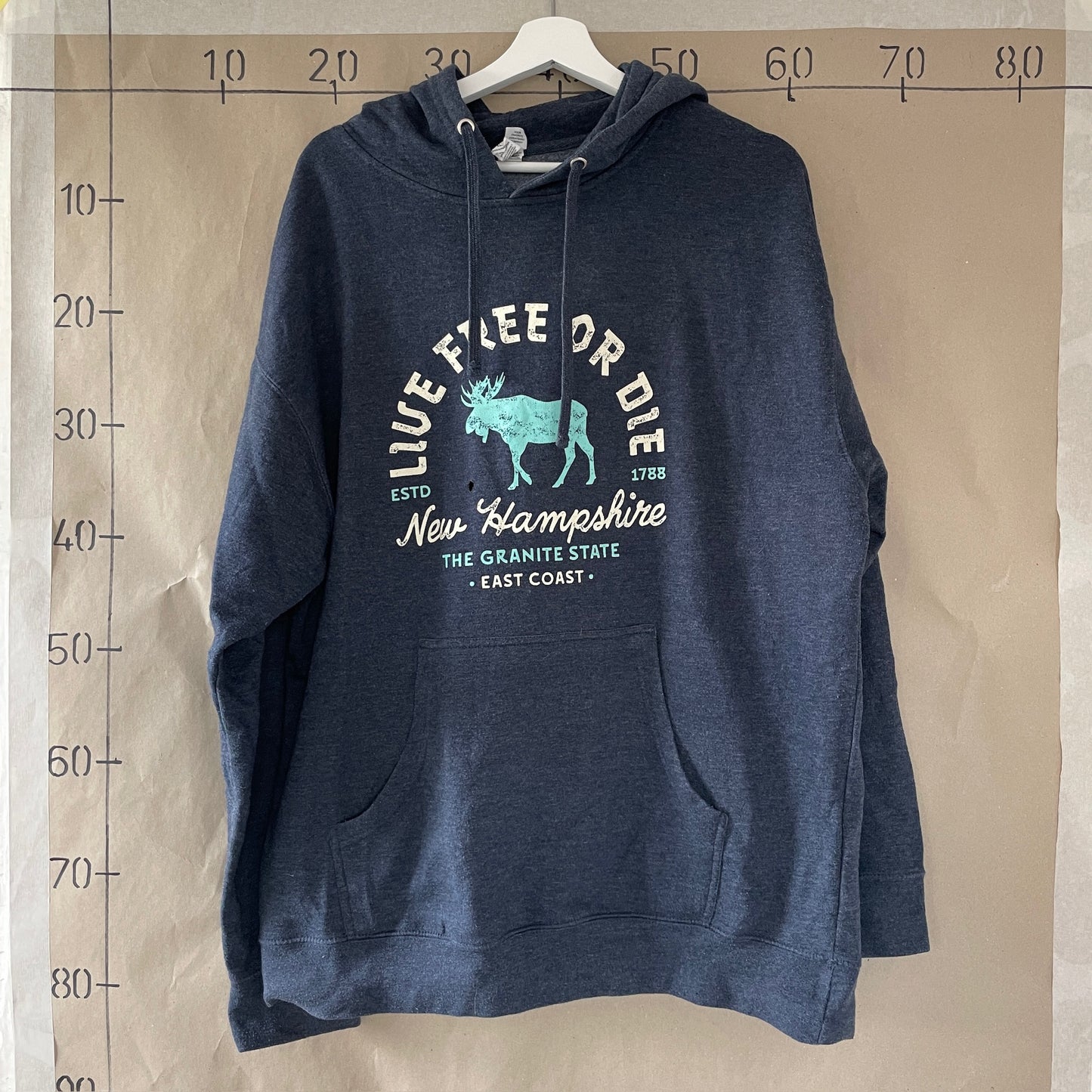 Blå Vintage "Elg" Hoodie