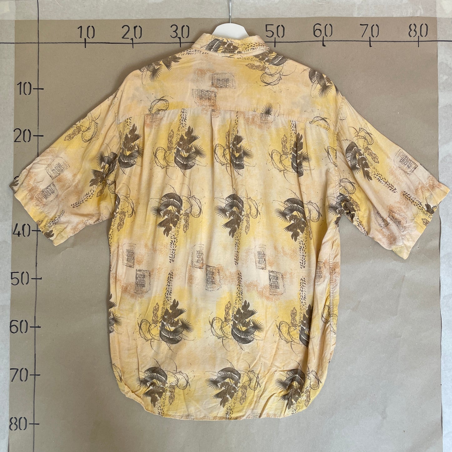 Gul Vintage Blad Hawaiiskjorte