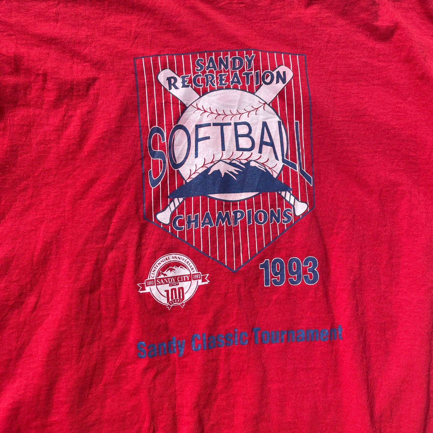 Rød Vintage Softball T-Shirt