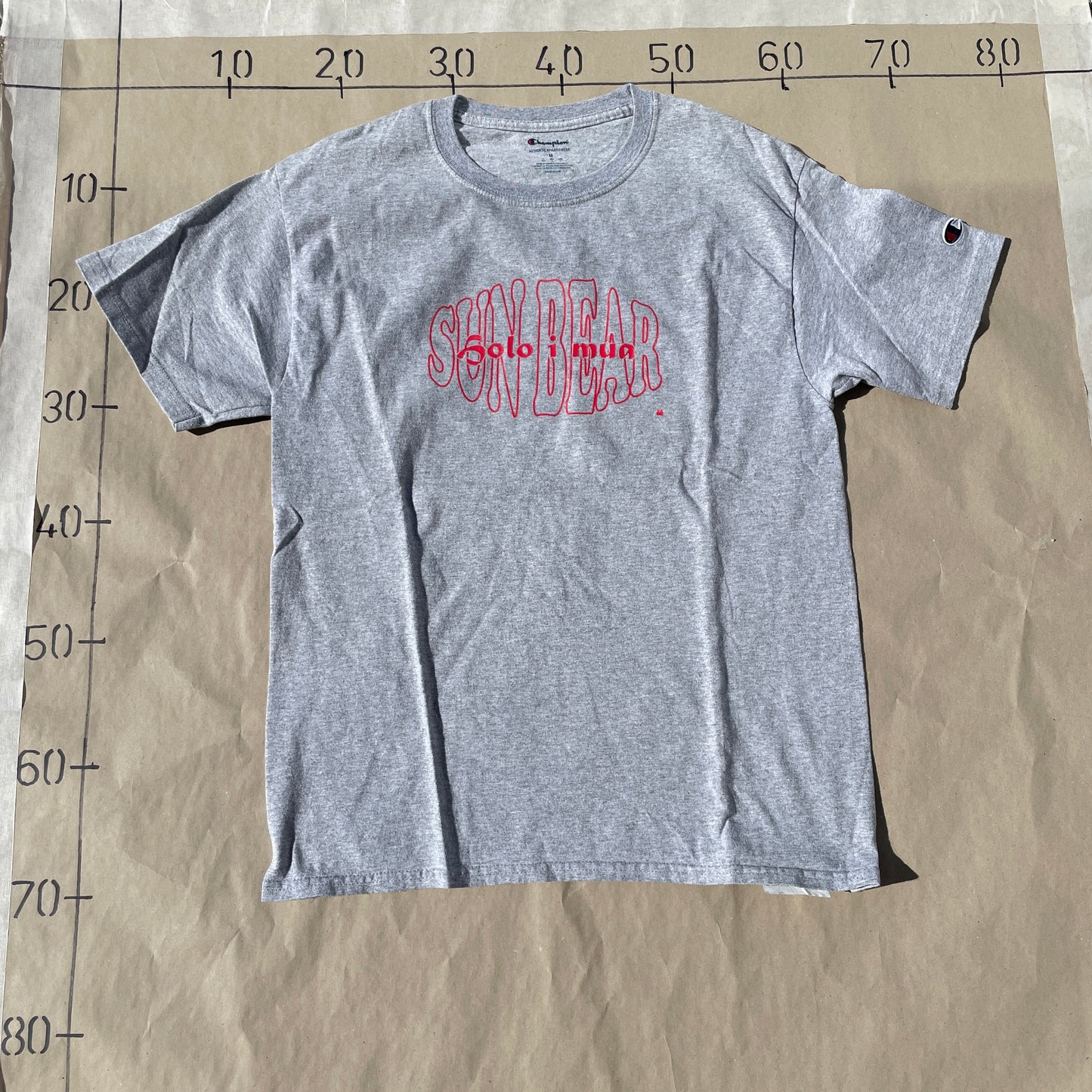 Grå Vintage Sun Bear T-Shirt