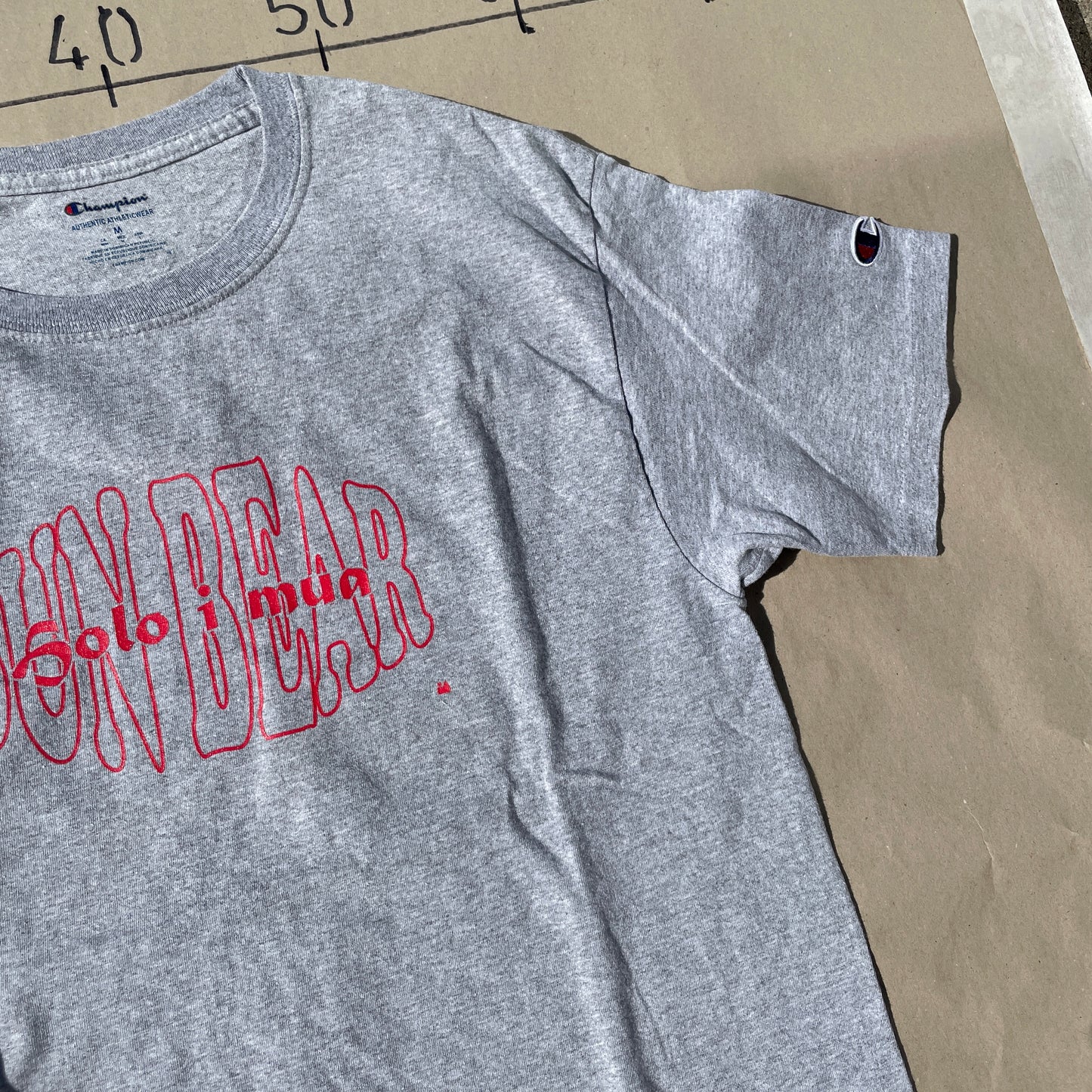 Grå Vintage Sun Bear T-Shirt