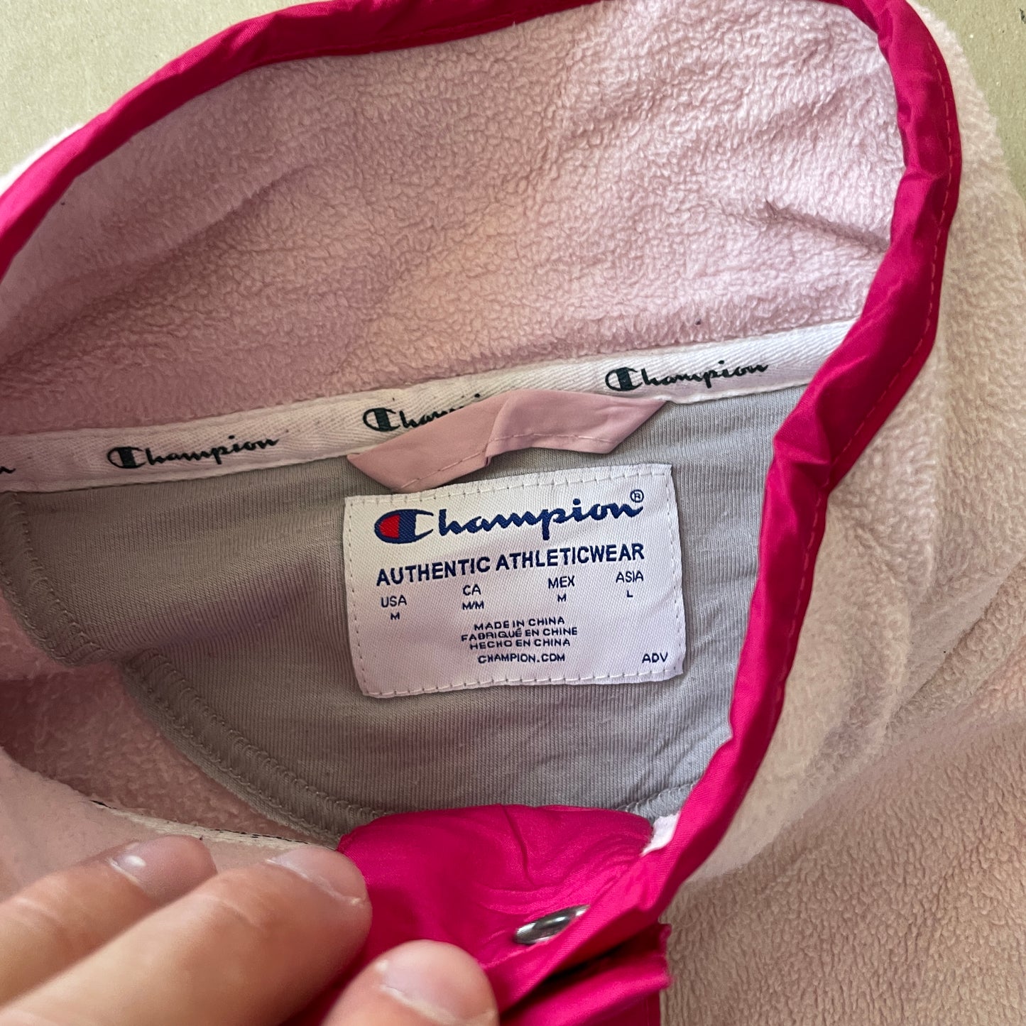 Lyserød Champion Sweatshirt Med Knaplukning Og Høj Krave