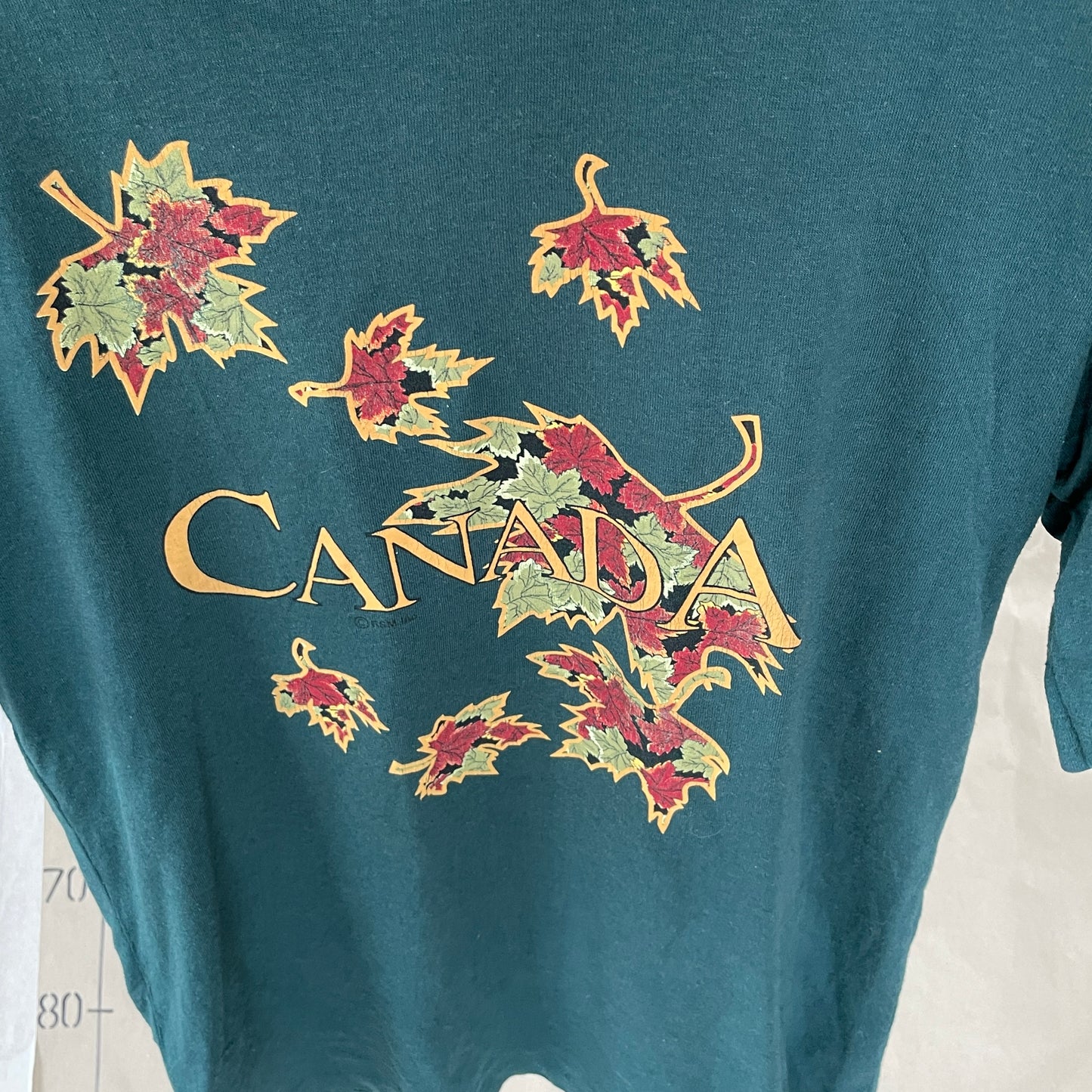 Grøn Vintage Canada T-Shirt Med Efterårsblade