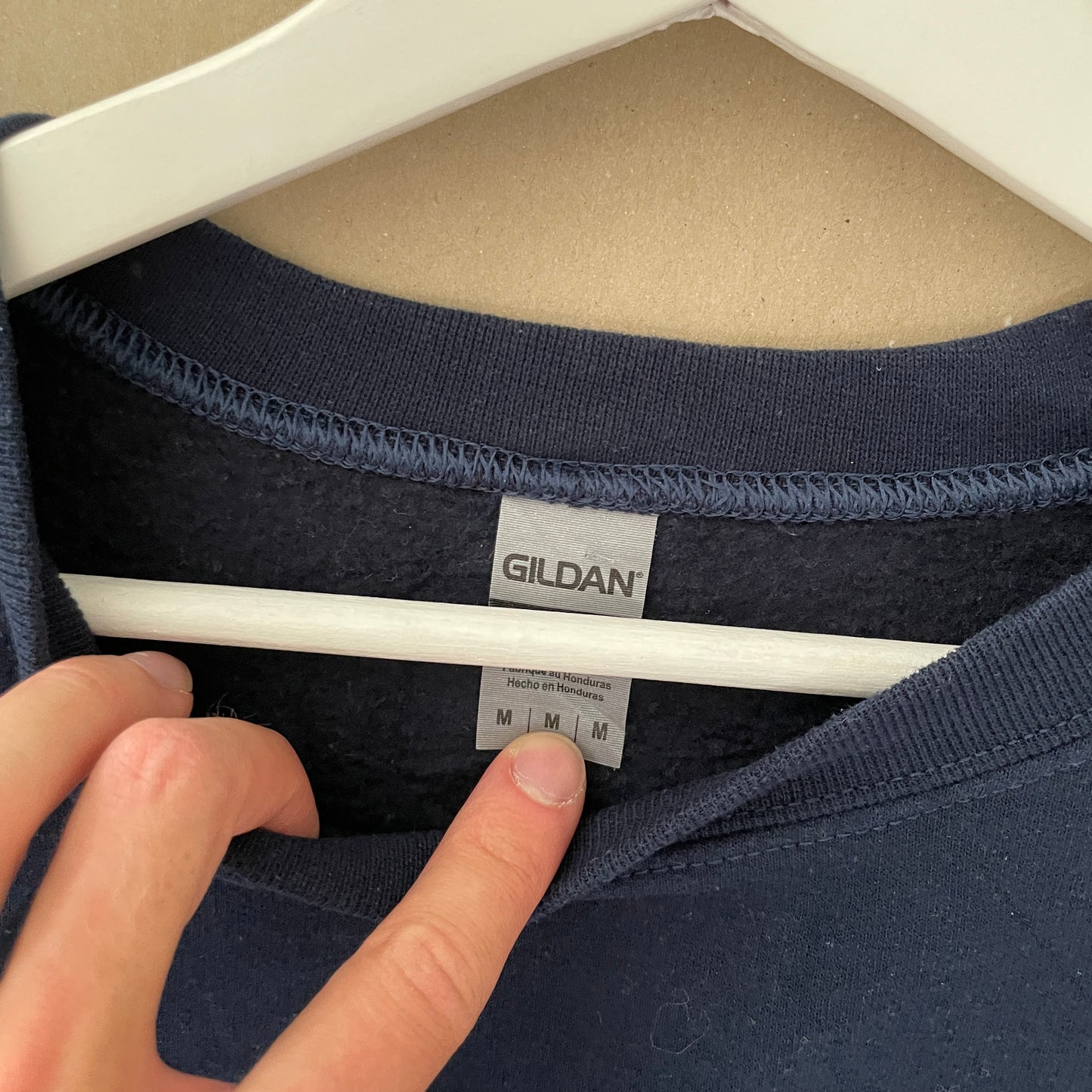Vintage Navy Sweatshirt Med Utility Broderi