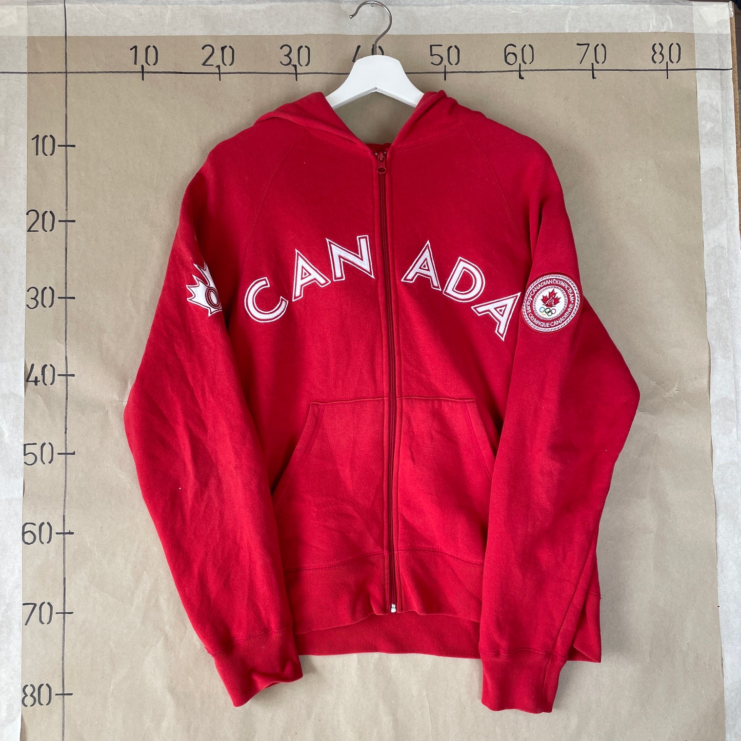 Rød Vintage Zip Hoodie Med Canada Print Og Olympisk Logo
