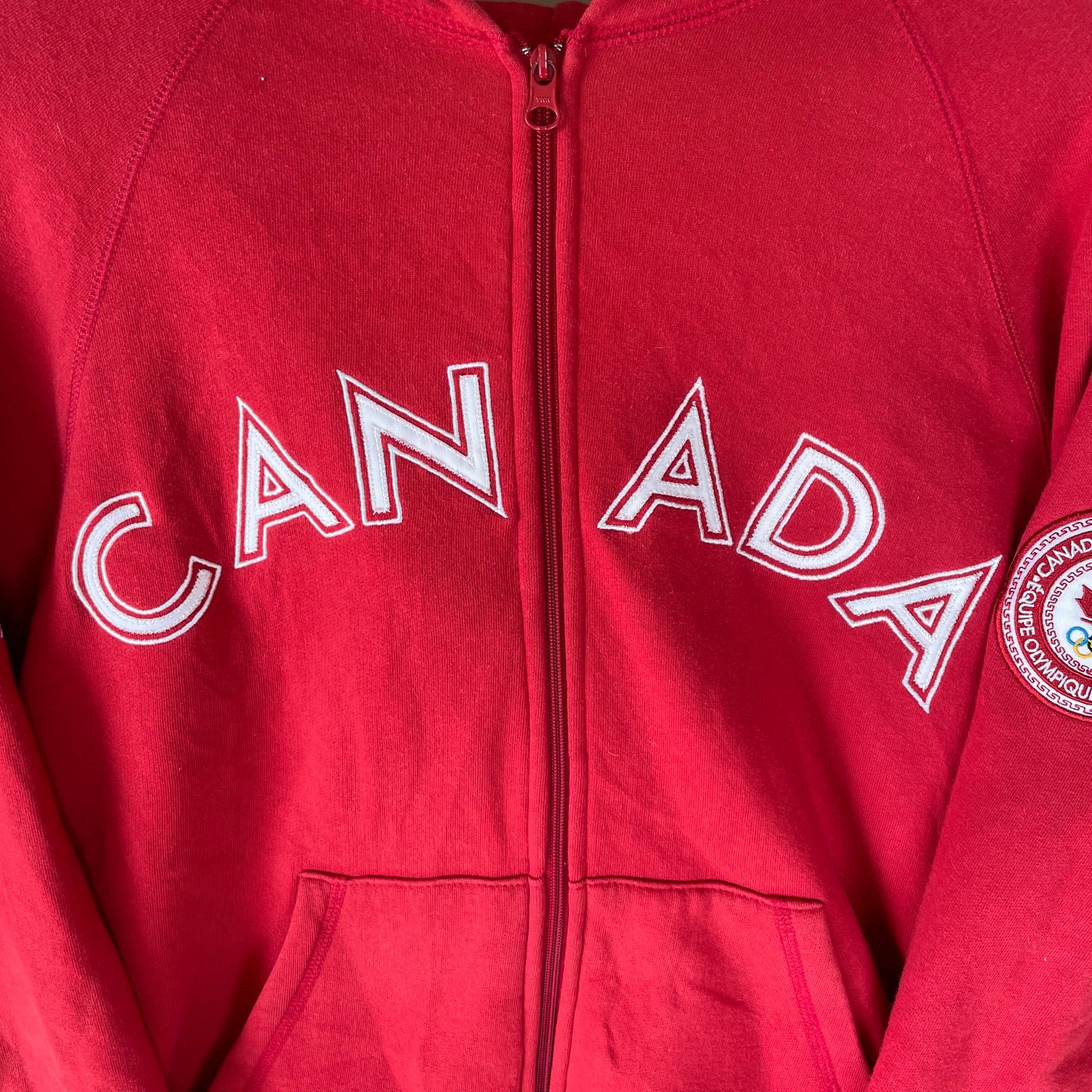 Rød Vintage Zip Hoodie Med Canada Print Og Olympisk Logo