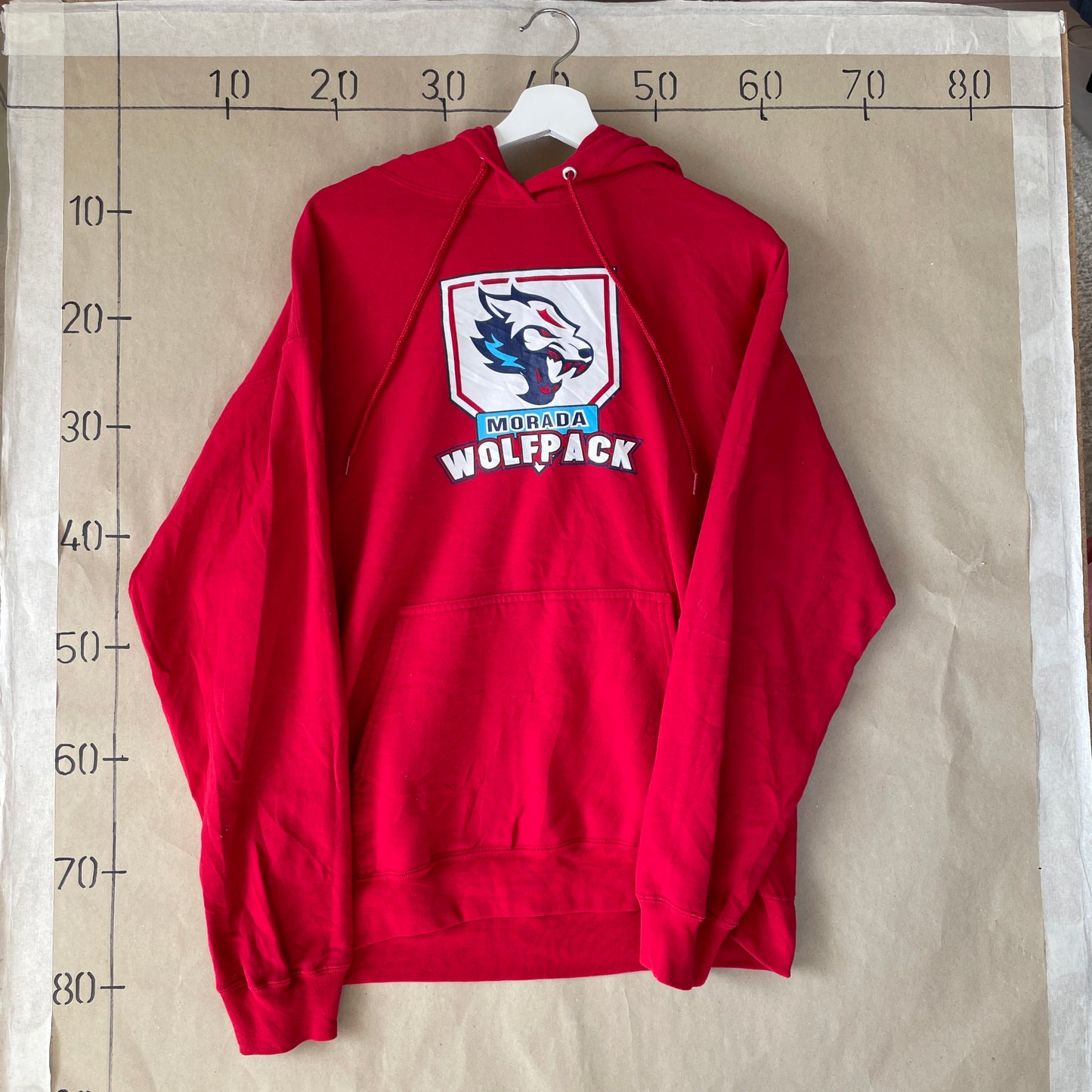 Rød Vintage Morada Wolfpack Hoodie Med Rygnummer